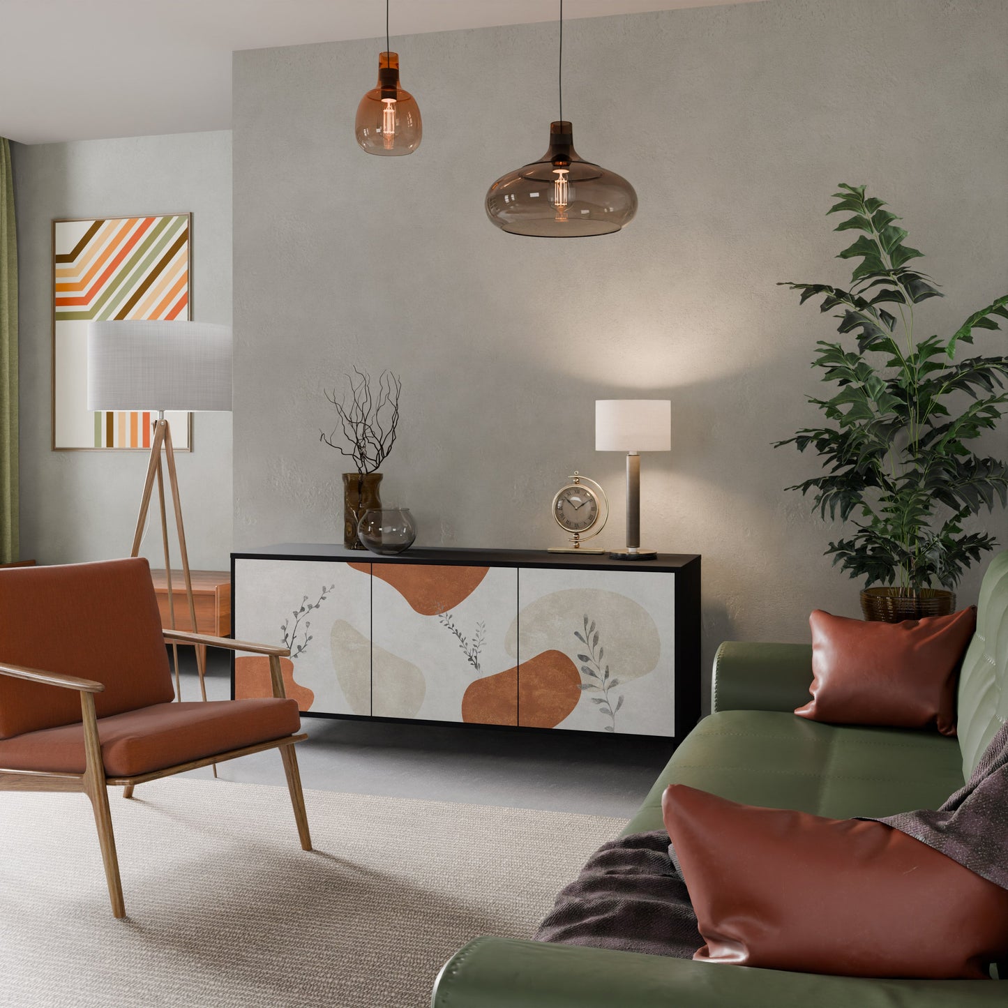 Credenza TRANQUIL TWIG a 3 ante in finitura nera