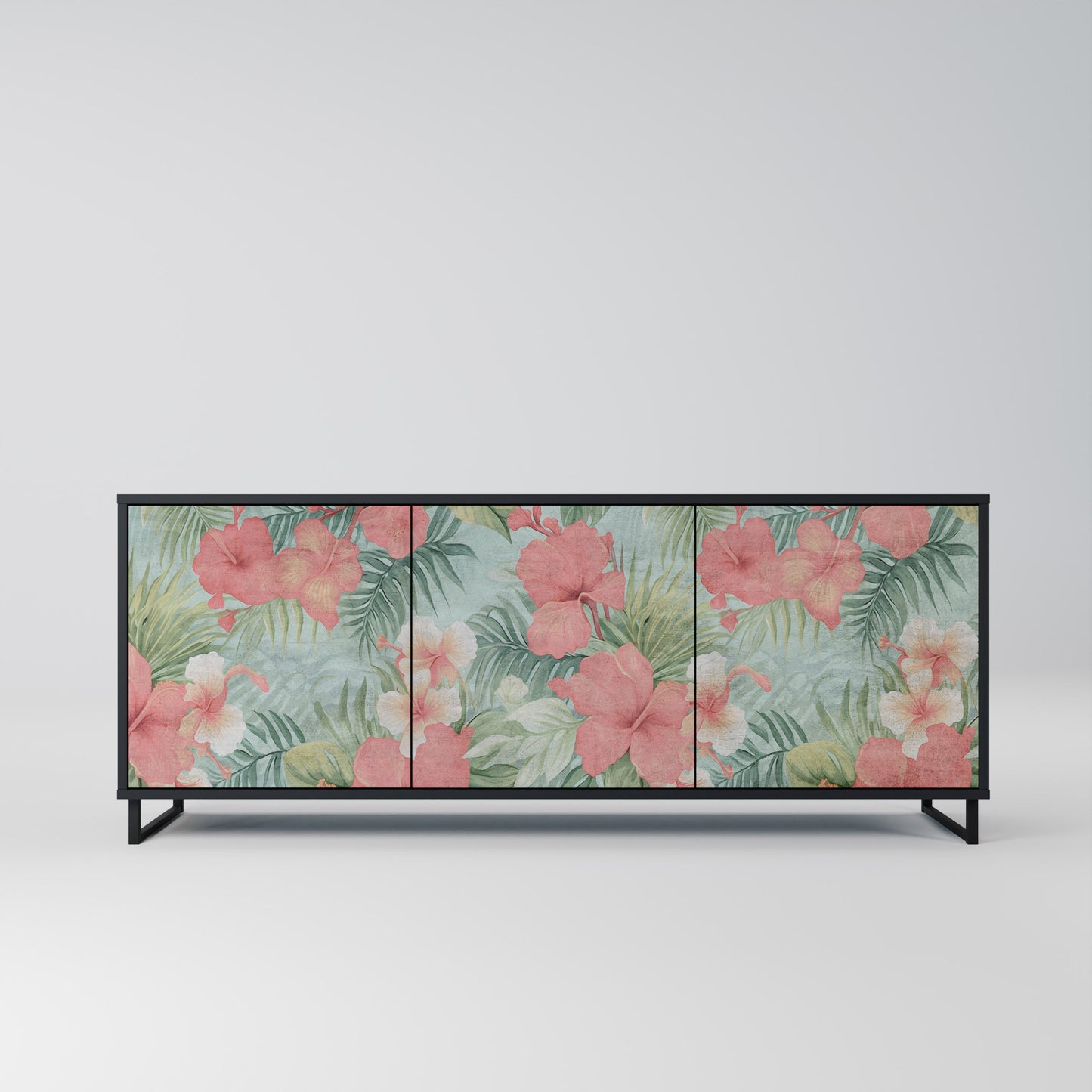 Credenza a 3 ante HAWAIIAN SPIRIT in finitura nera