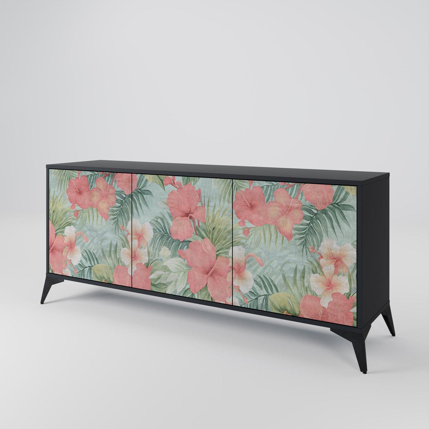 Credenza a 3 ante HAWAIIAN SPIRIT in finitura nera