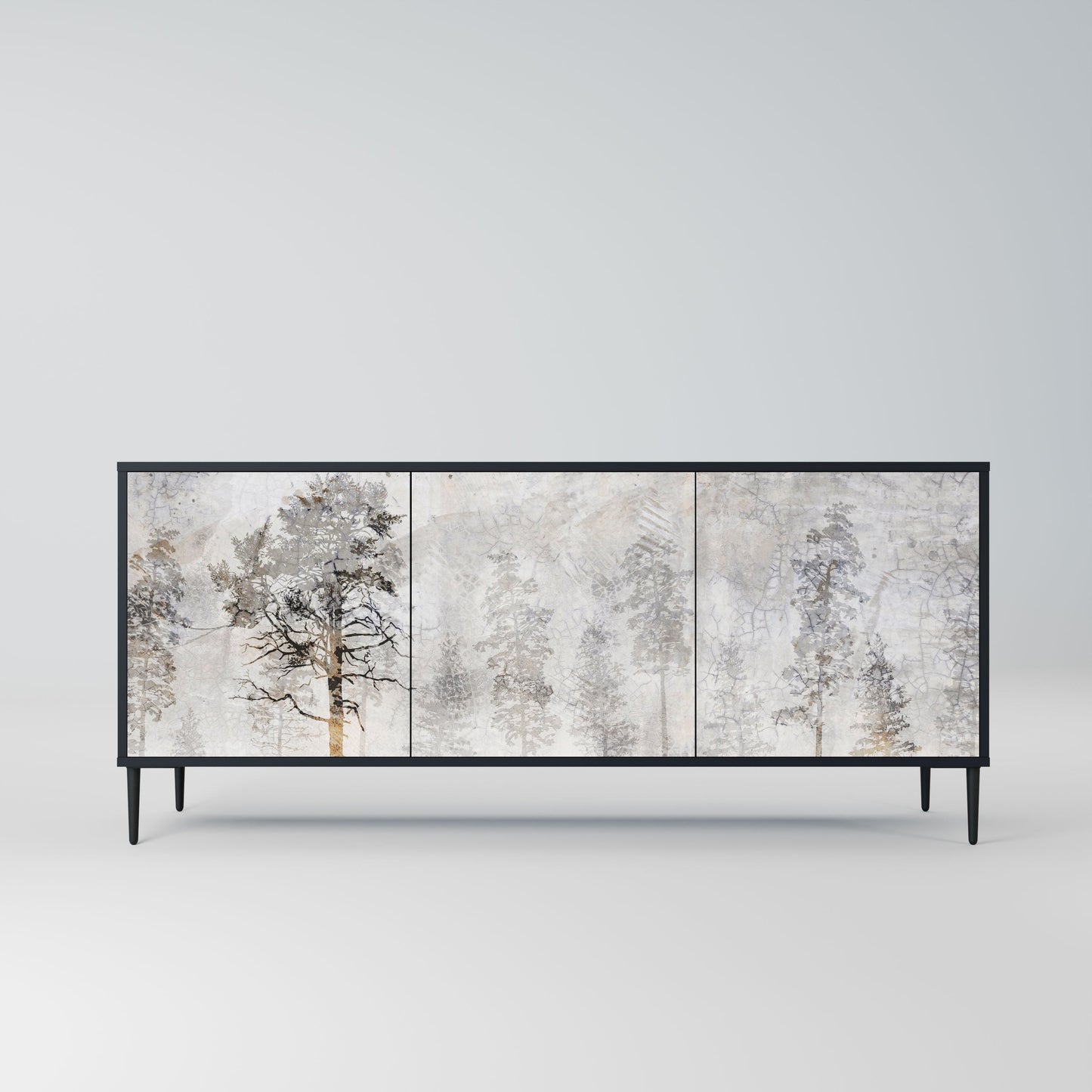 Credenza a 3 ante FADE IN THE TREES in finitura nera