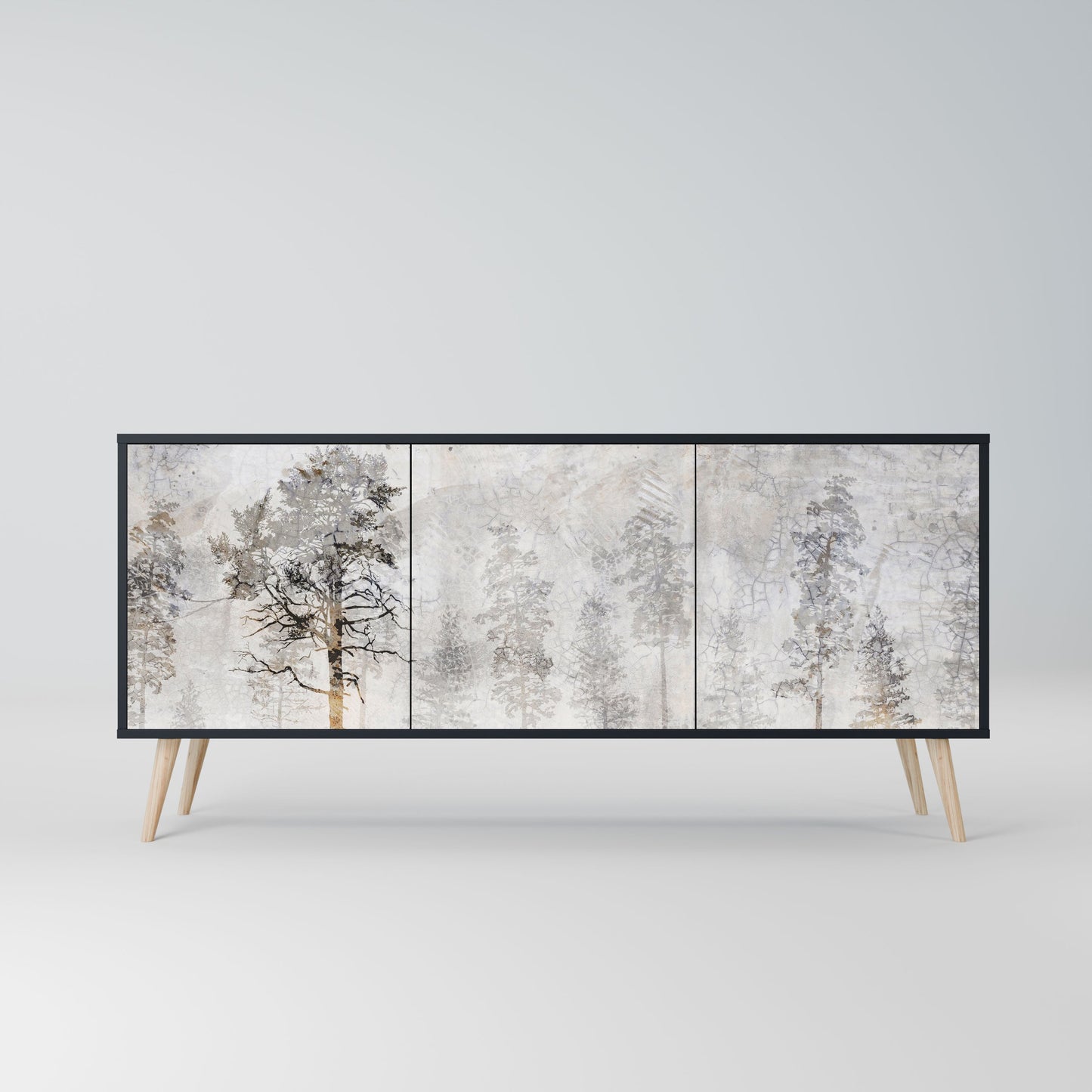 Credenza a 3 ante FADE IN THE TREES in finitura nera