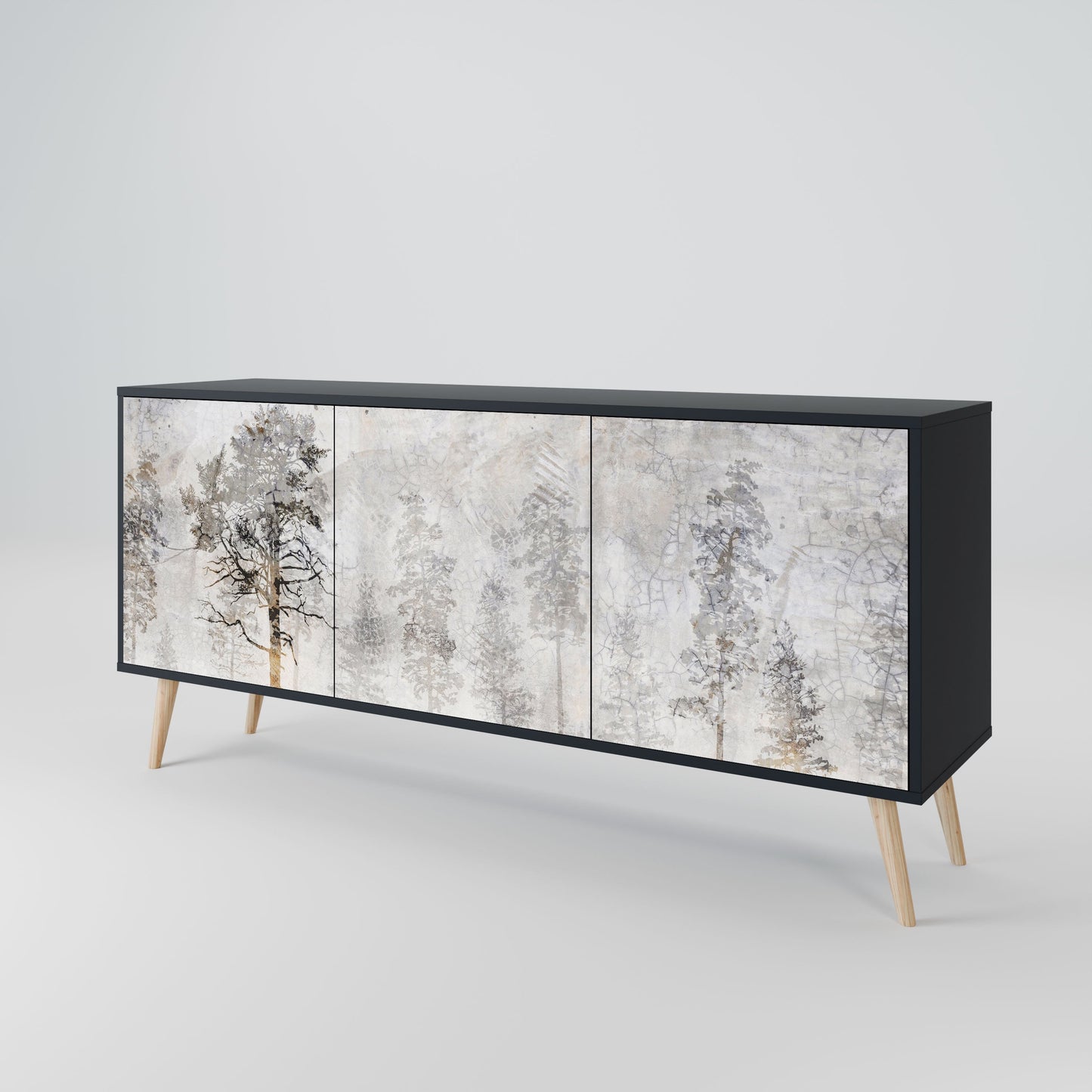 Credenza a 3 ante FADE IN THE TREES in finitura nera