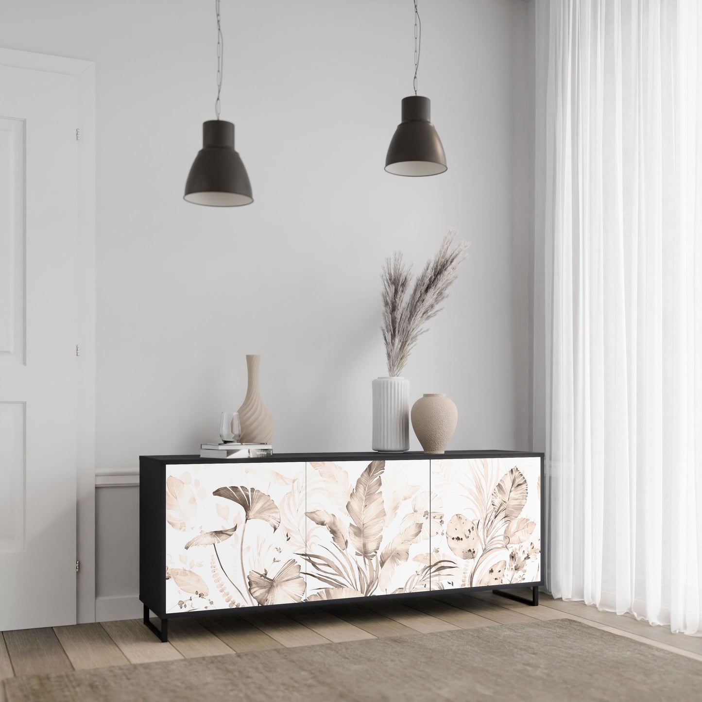 Credenza WILD TENDERNESS a 3 ante in finitura nera
