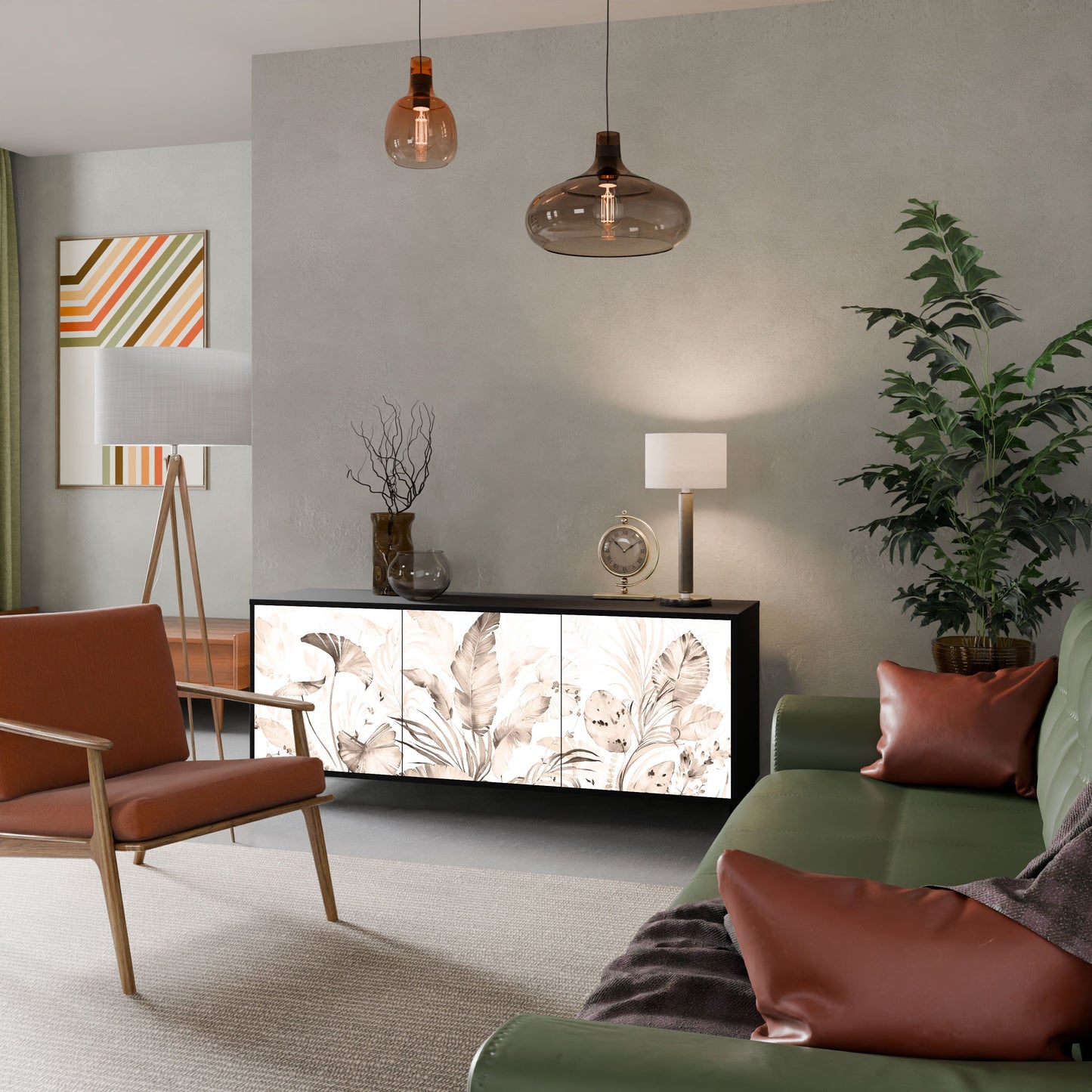 Credenza WILD TENDERNESS a 3 ante in finitura nera