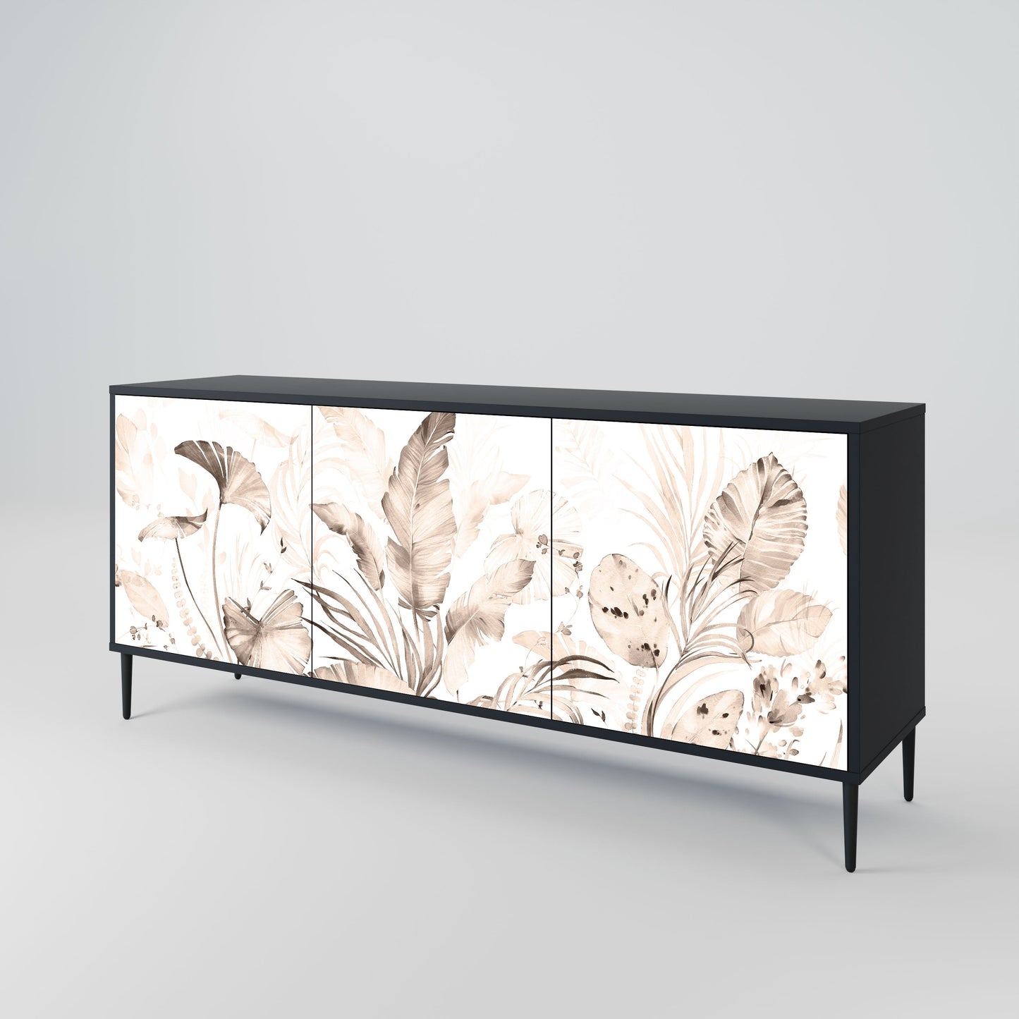Credenza WILD TENDERNESS a 3 ante in finitura nera