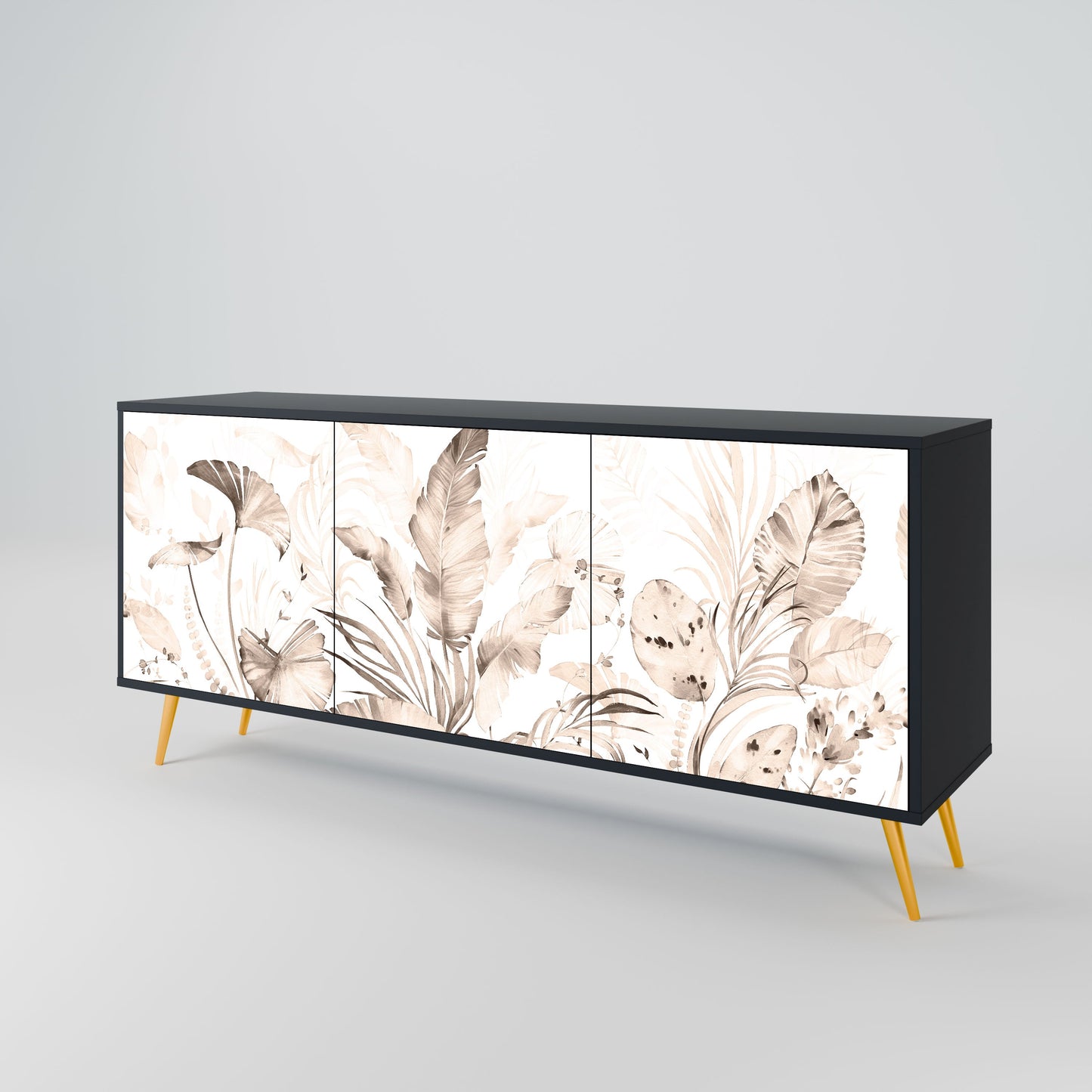 Credenza WILD TENDERNESS a 3 ante in finitura nera