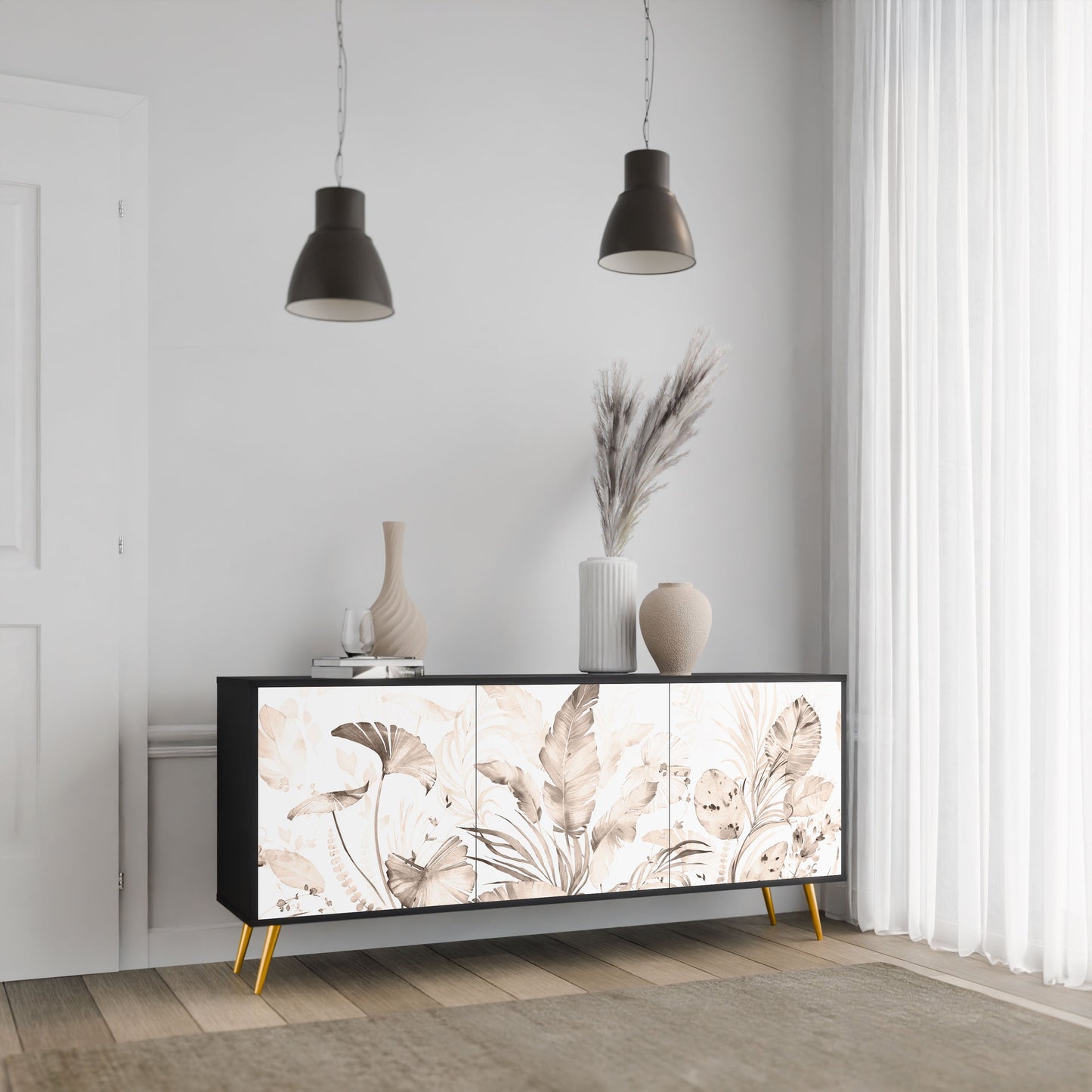 Credenza WILD TENDERNESS a 3 ante in finitura nera