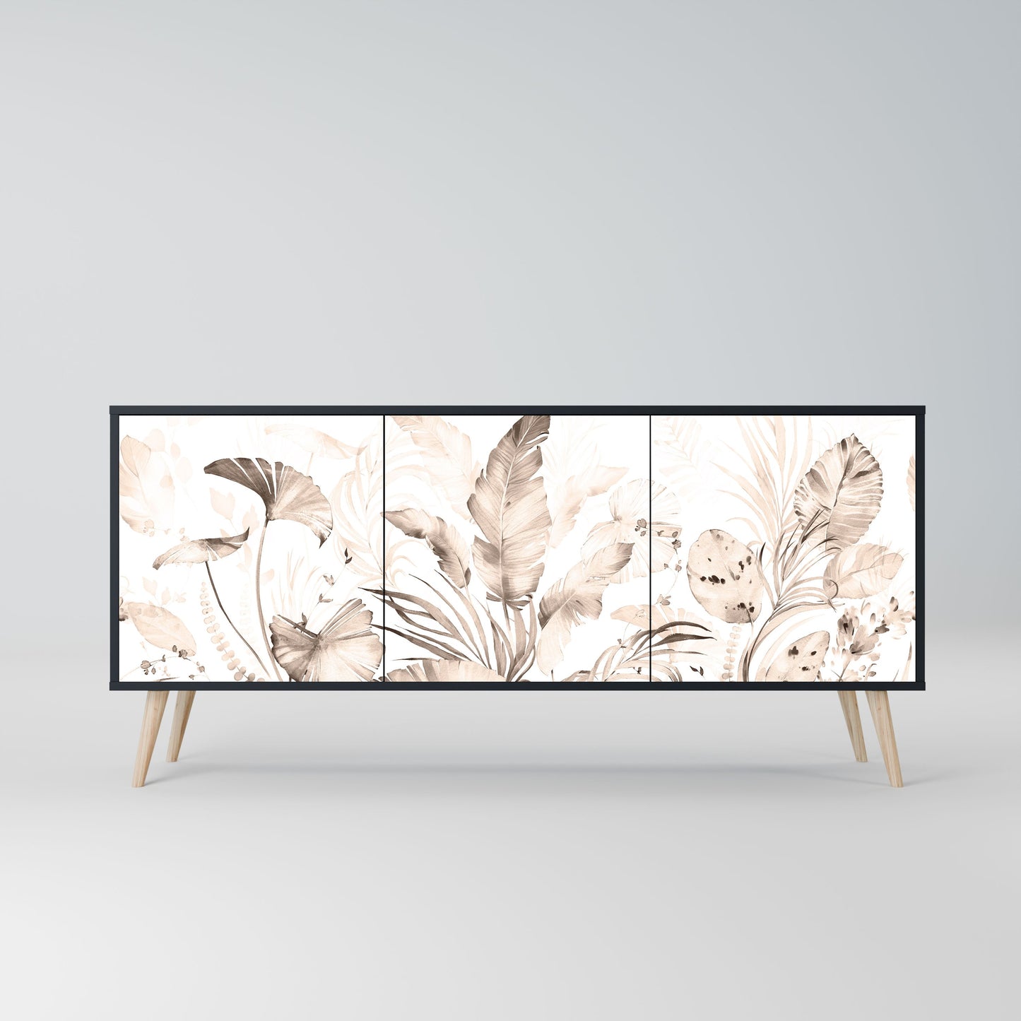 Credenza WILD TENDERNESS a 3 ante in finitura nera