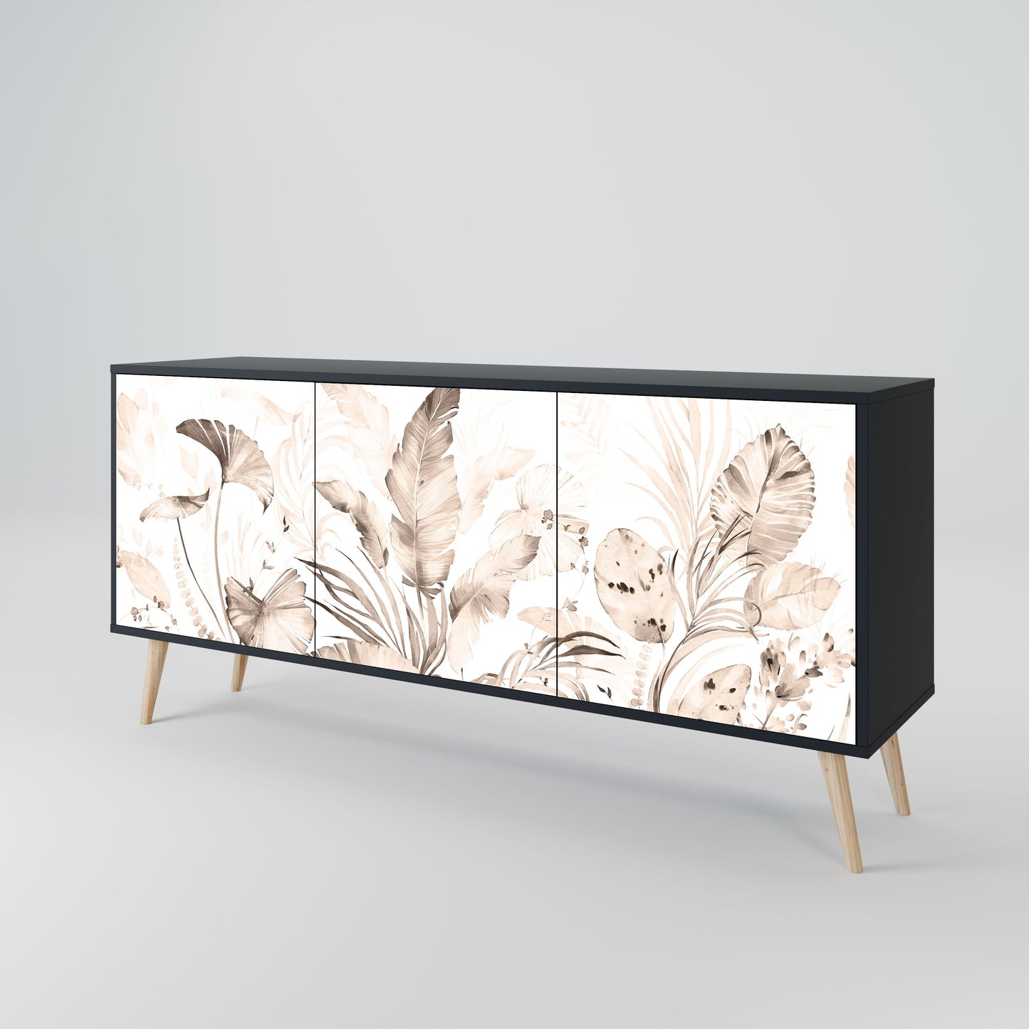 Credenza WILD TENDERNESS a 3 ante in finitura nera