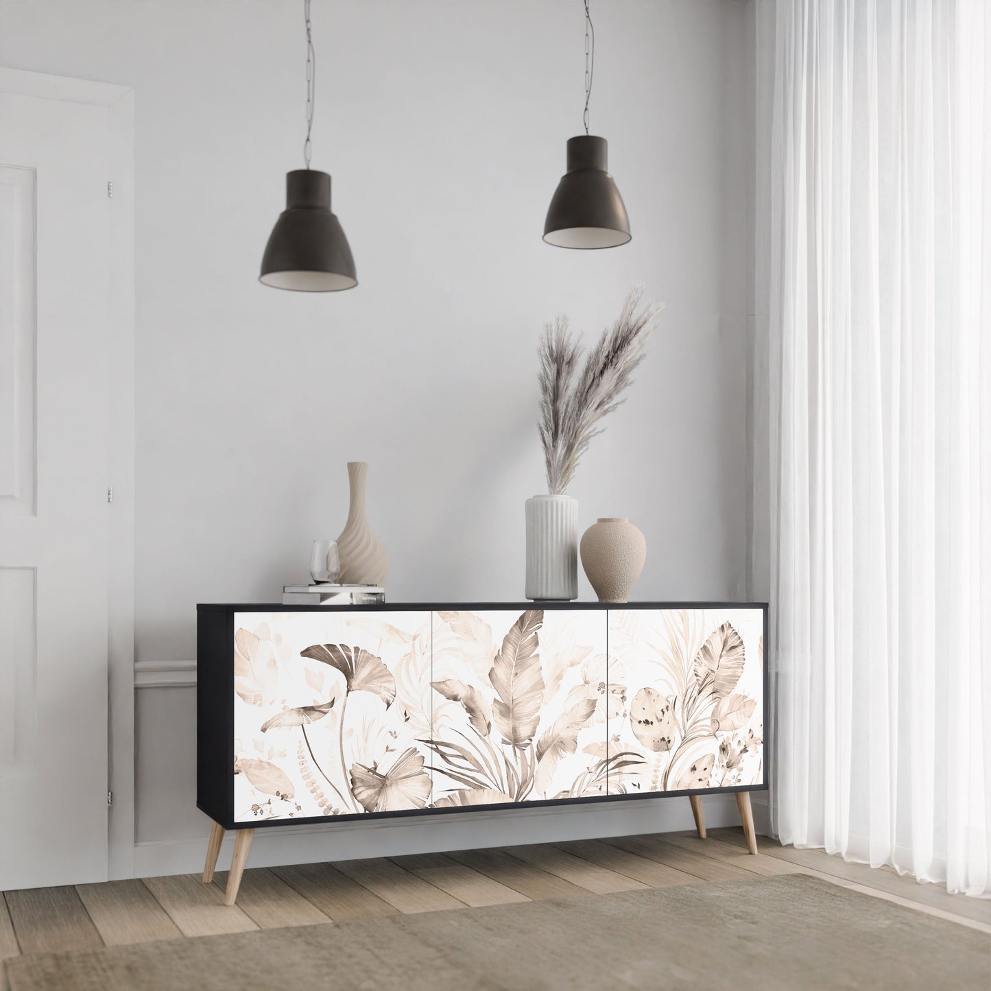 Credenza WILD TENDERNESS a 3 ante in finitura nera