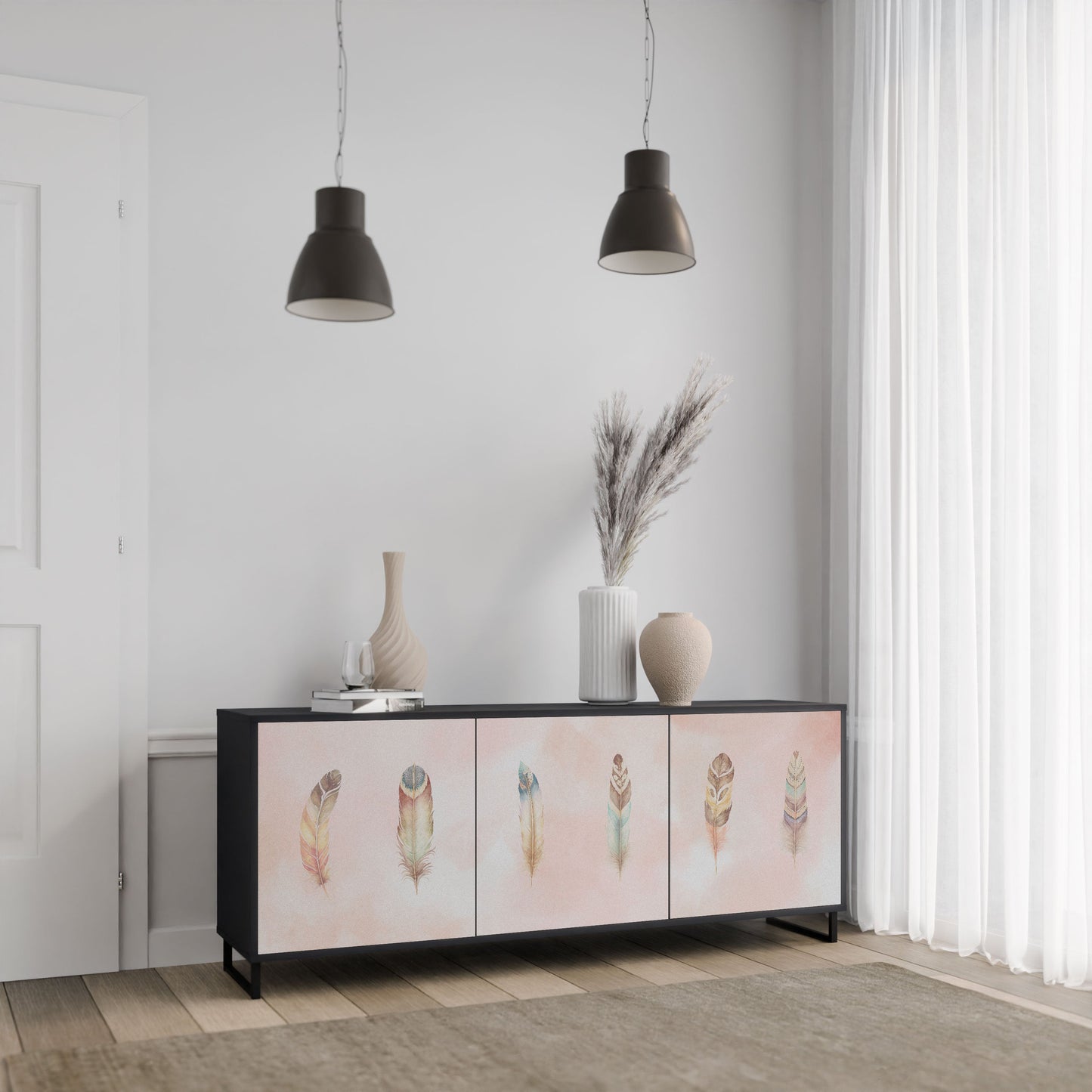 Credenza a 3 ante THE DELIQUESCE in finitura nera