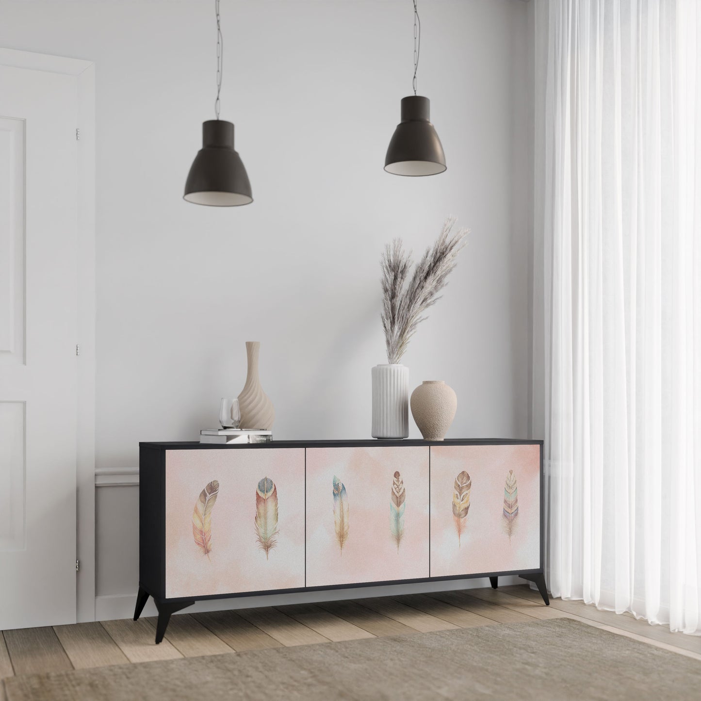 Credenza a 3 ante THE DELIQUESCE in finitura nera