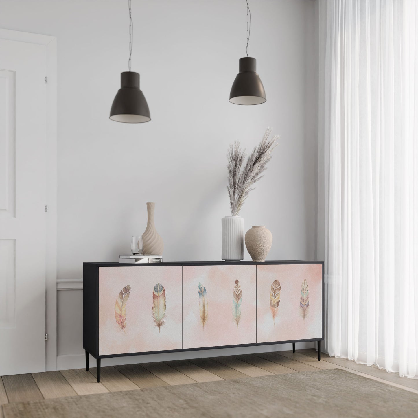Credenza a 3 ante THE DELIQUESCE in finitura nera