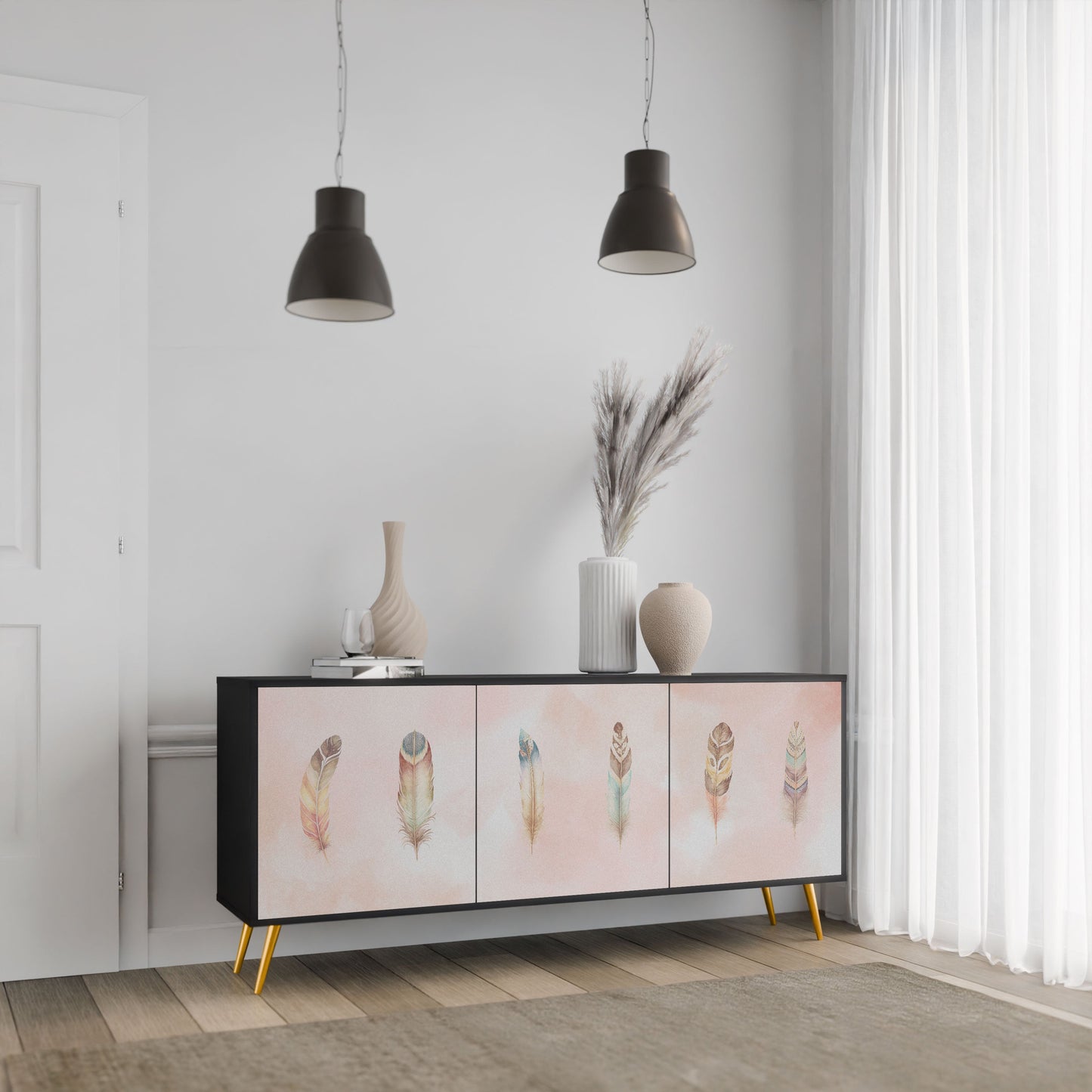 Credenza a 3 ante THE DELIQUESCE in finitura nera