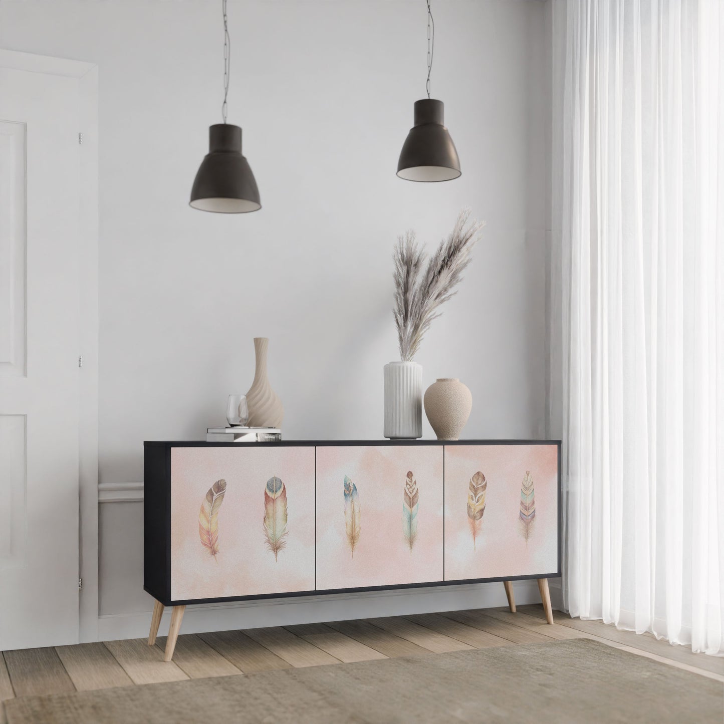 Credenza a 3 ante THE DELIQUESCE in finitura nera