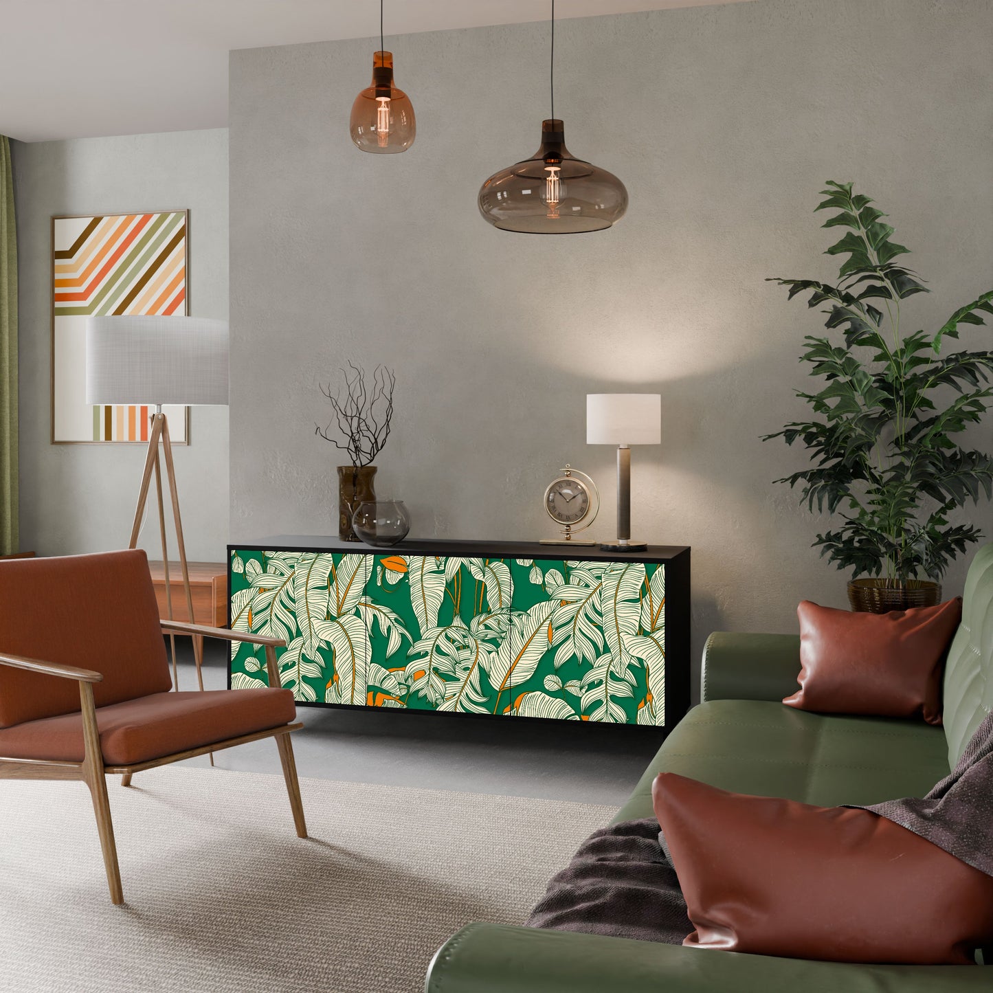Credenza a 3 ante VERDANT PLEASURES in finitura nera