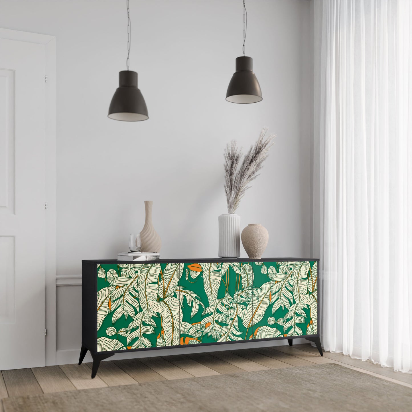 Credenza a 3 ante VERDANT PLEASURES in finitura nera