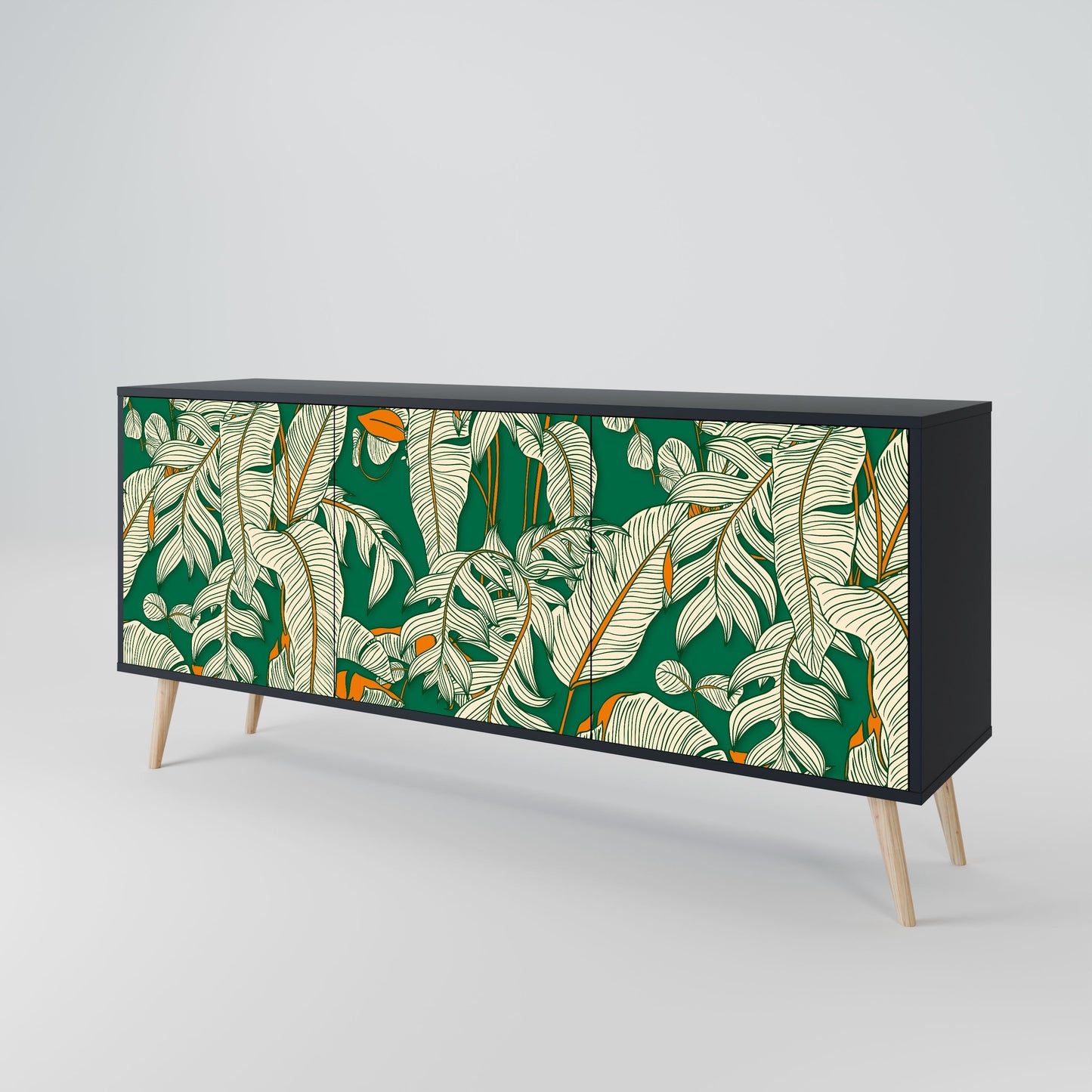 Credenza a 3 ante VERDANT PLEASURES in finitura nera