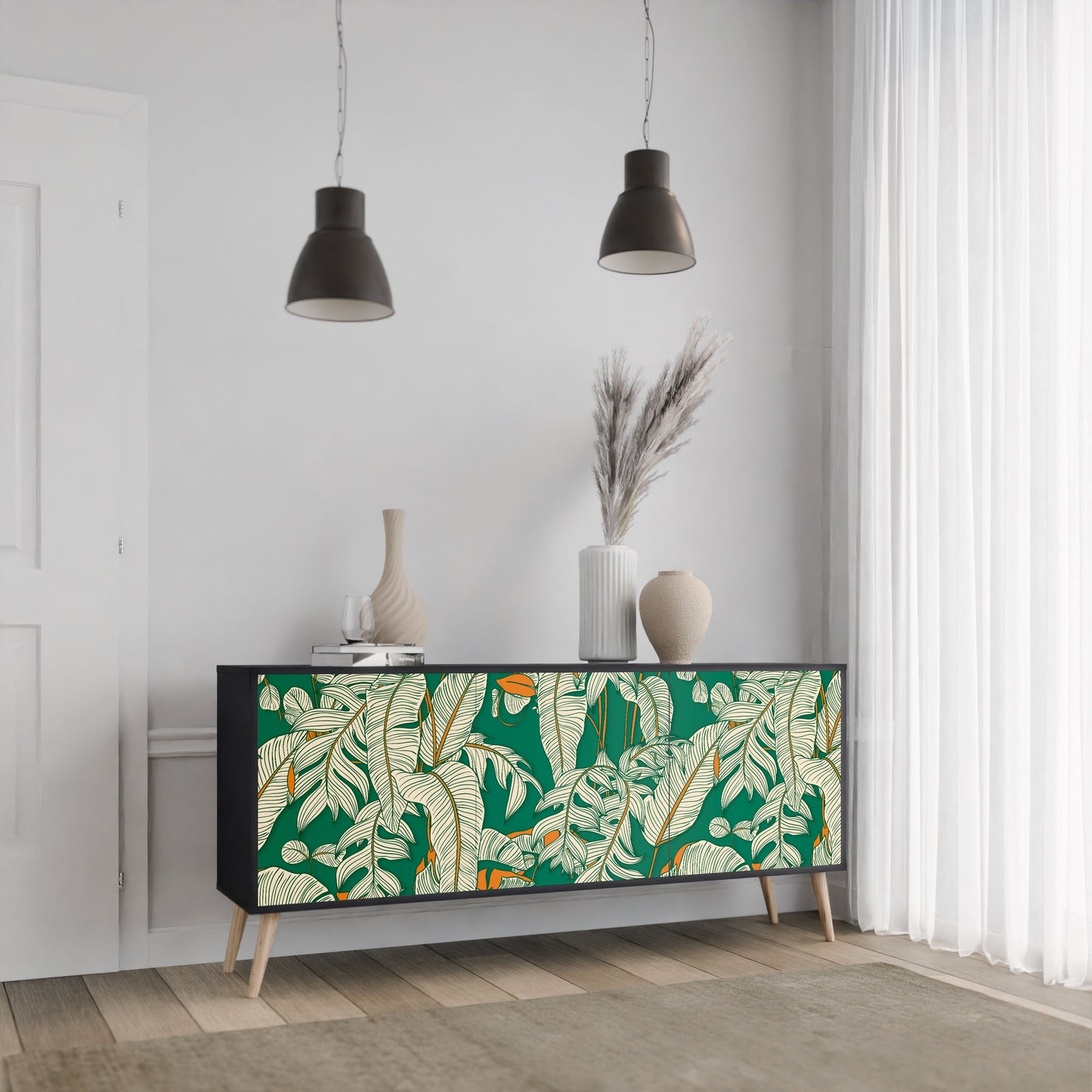 Credenza a 3 ante VERDANT PLEASURES in finitura nera