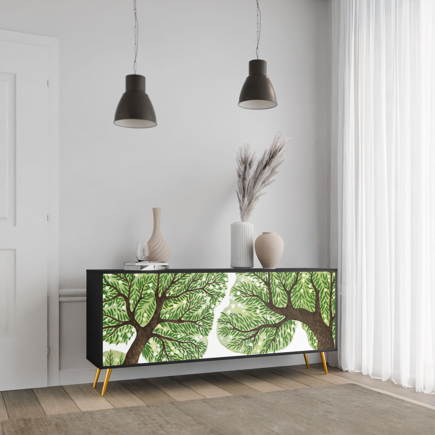 Credenza WILDERNESS DASH a 3 ante con finitura nera