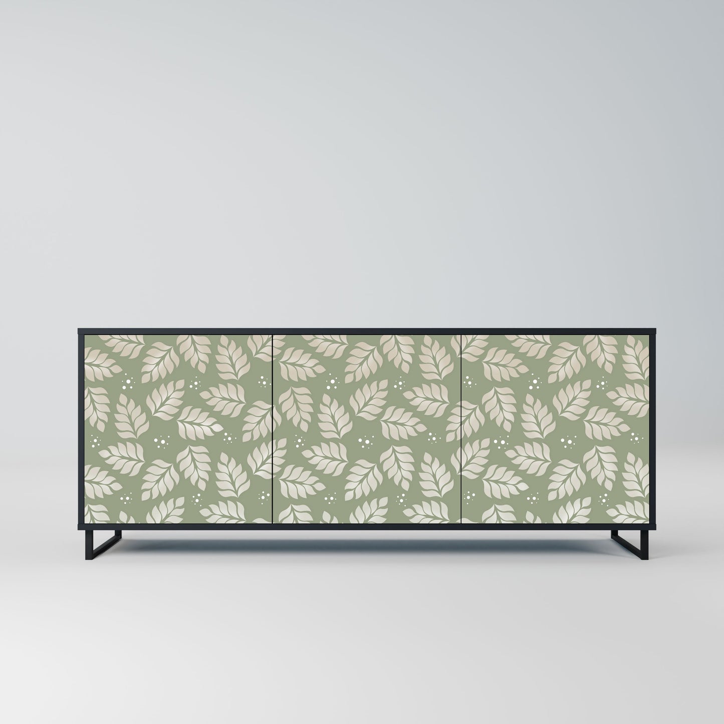 Credenza LEAVES ON GREEN a 3 ante in finitura nera