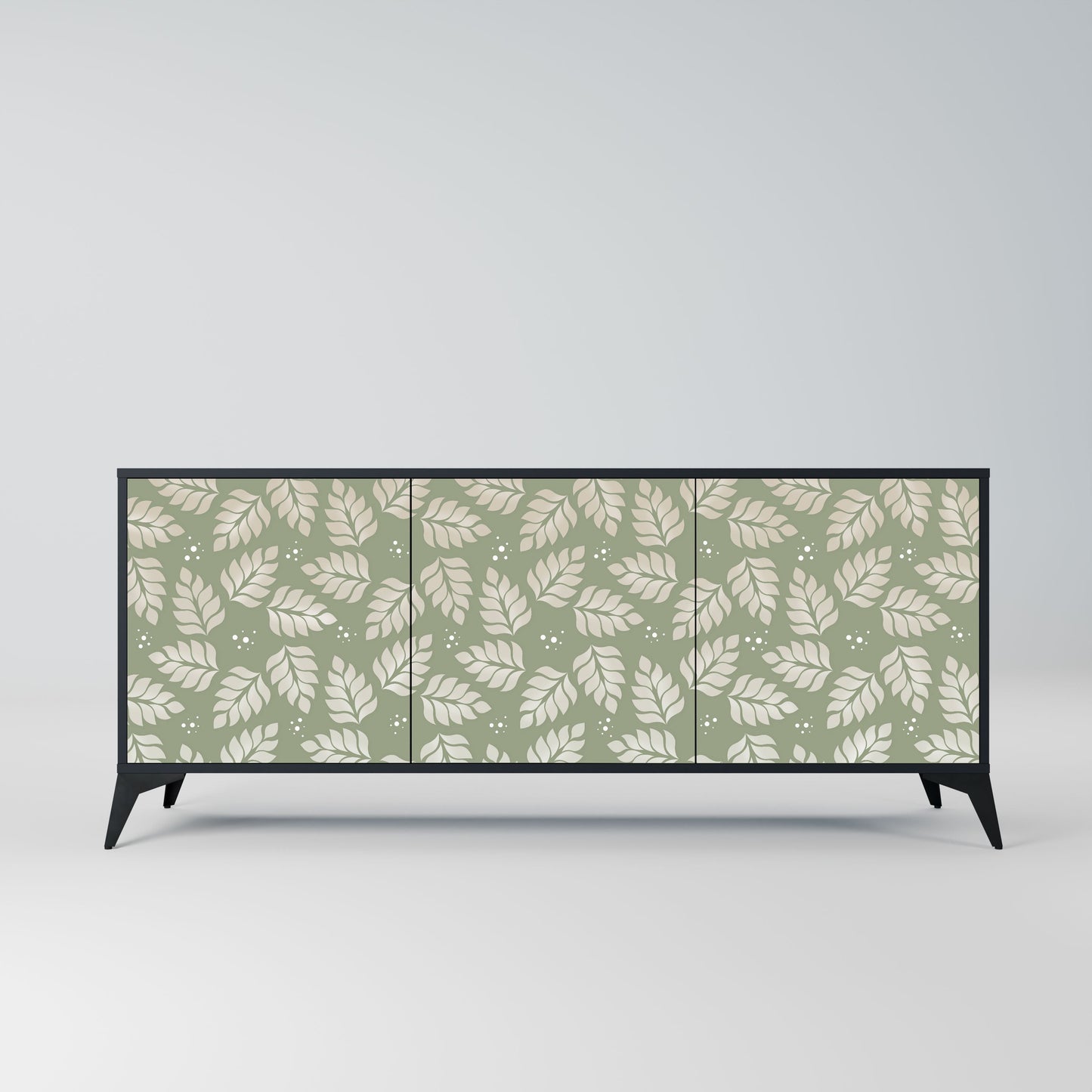 Credenza LEAVES ON GREEN a 3 ante in finitura nera