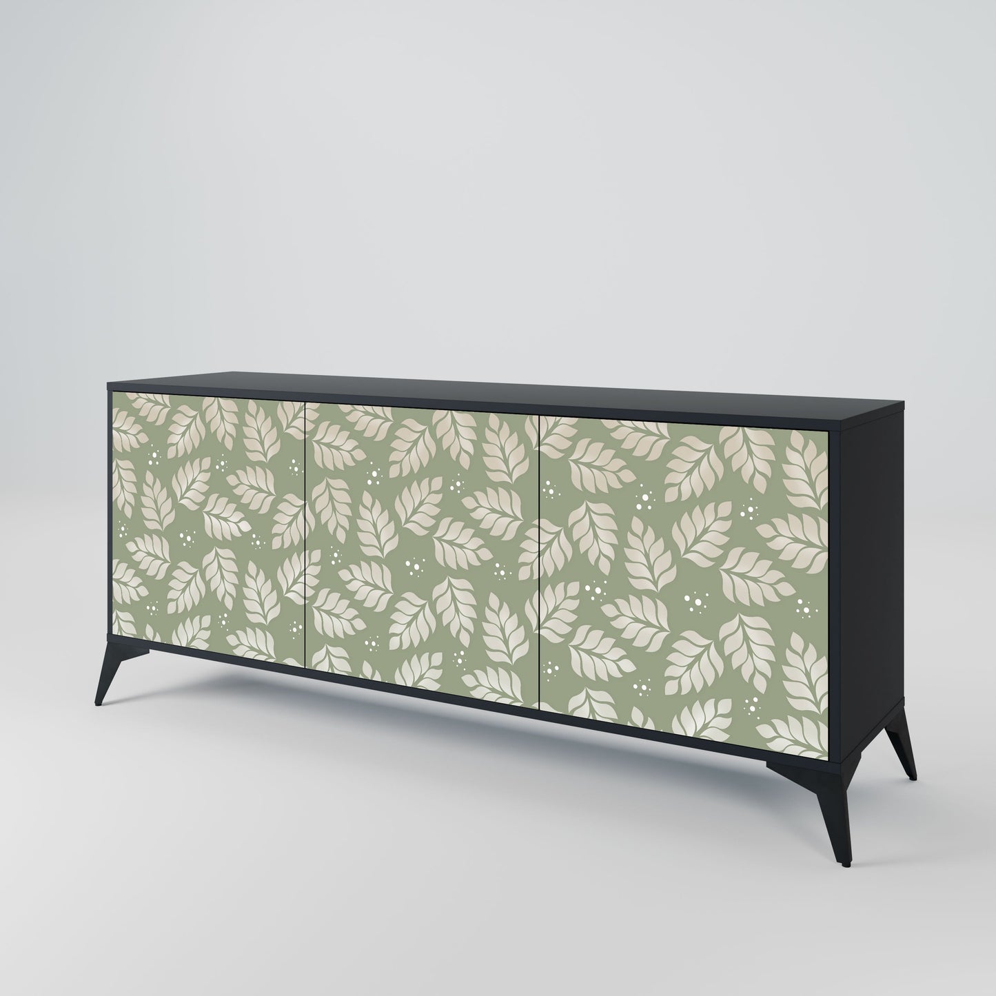 Credenza LEAVES ON GREEN a 3 ante in finitura nera
