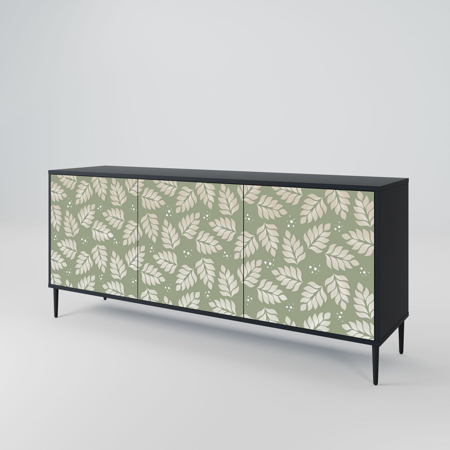 Credenza LEAVES ON GREEN a 3 ante in finitura nera