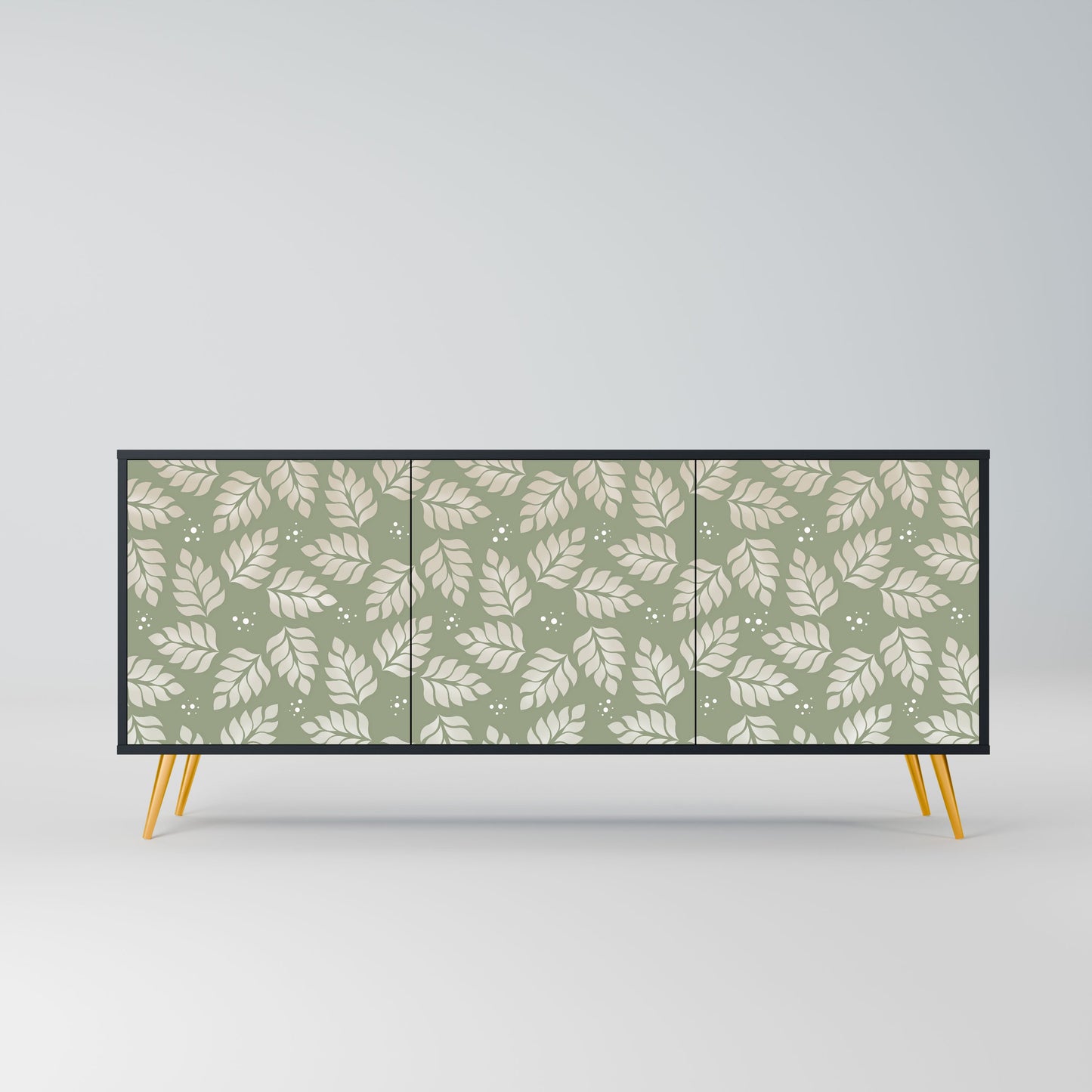Credenza LEAVES ON GREEN a 3 ante in finitura nera