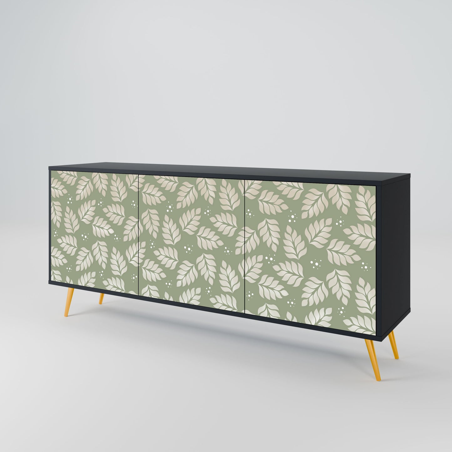 Credenza LEAVES ON GREEN a 3 ante in finitura nera