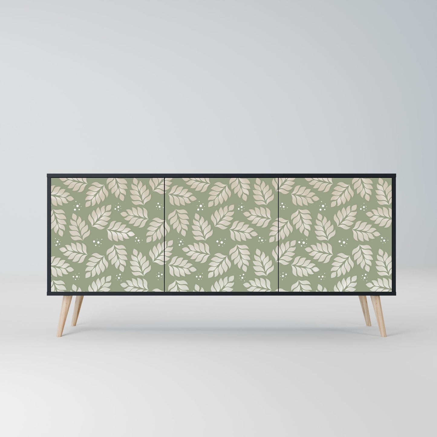 Credenza LEAVES ON GREEN a 3 ante in finitura nera