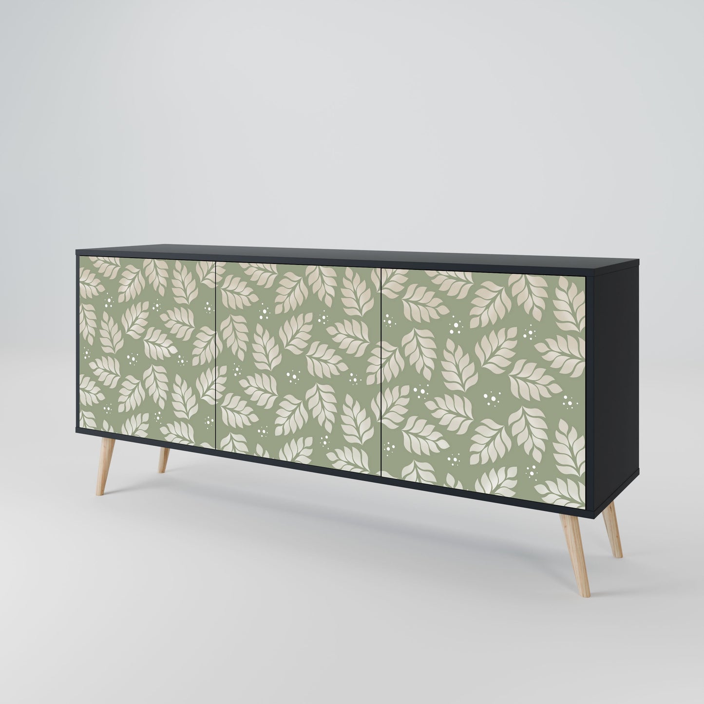 Credenza LEAVES ON GREEN a 3 ante in finitura nera
