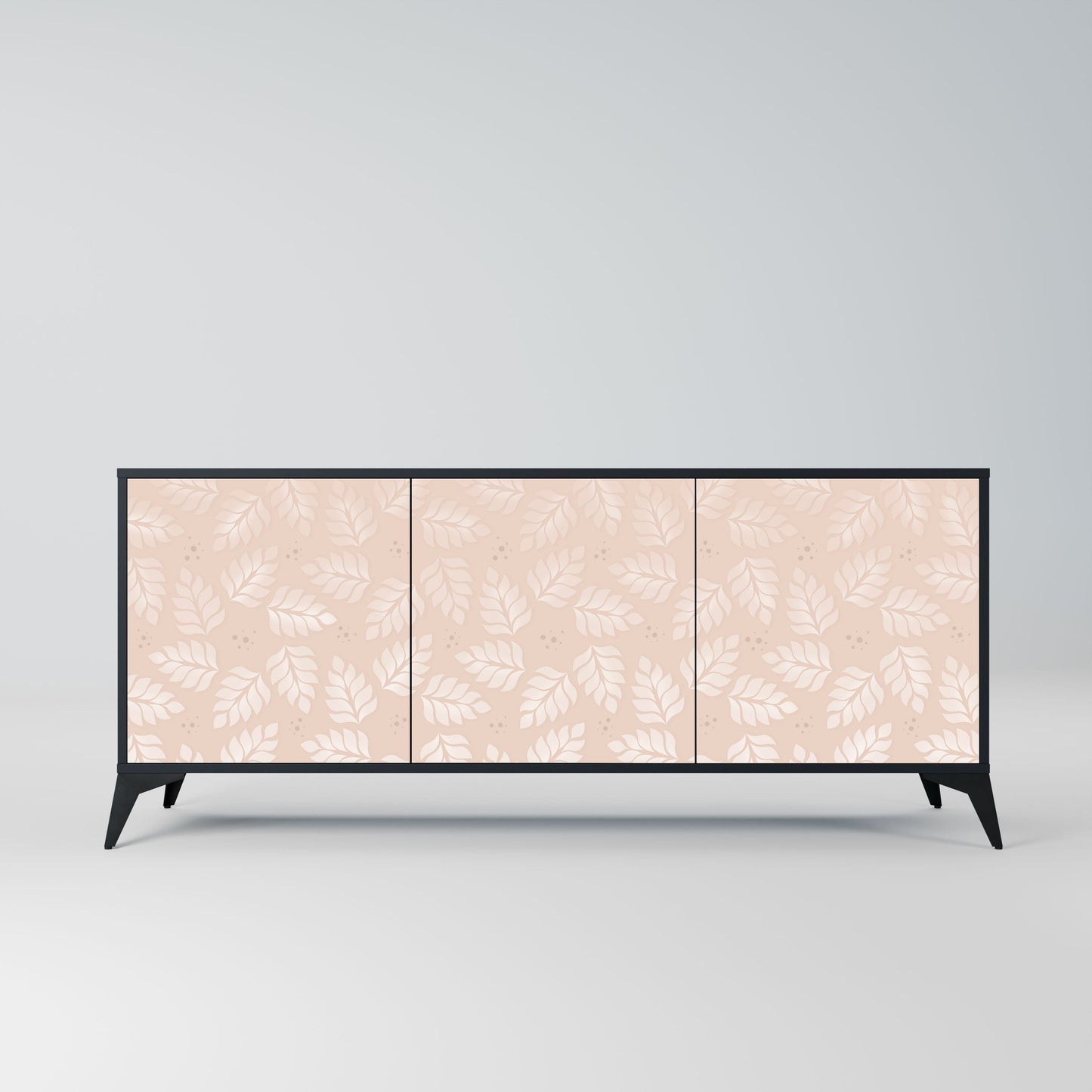 Credenza LEAVES ON BEIGE a 3 ante in finitura nera