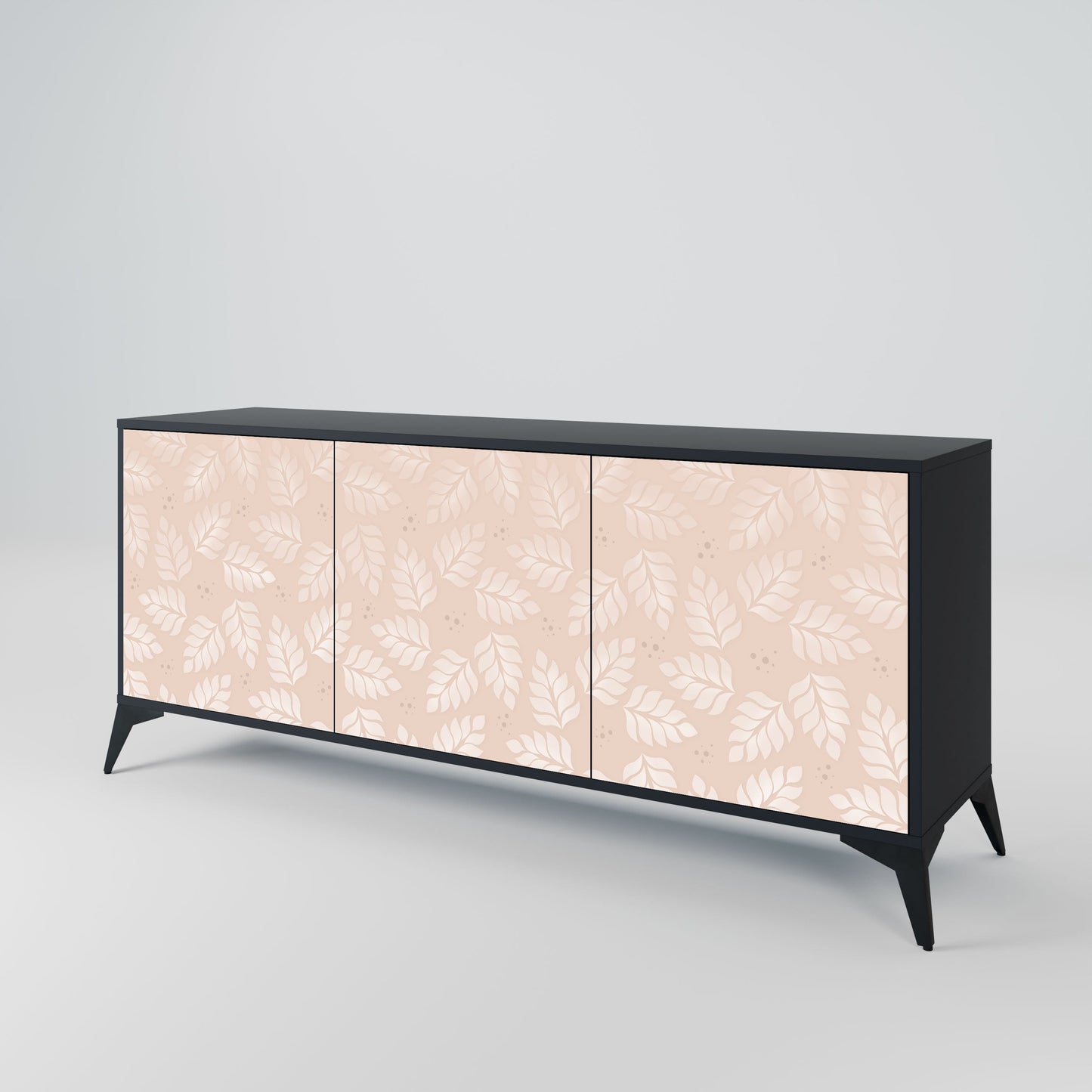 Credenza LEAVES ON BEIGE a 3 ante in finitura nera