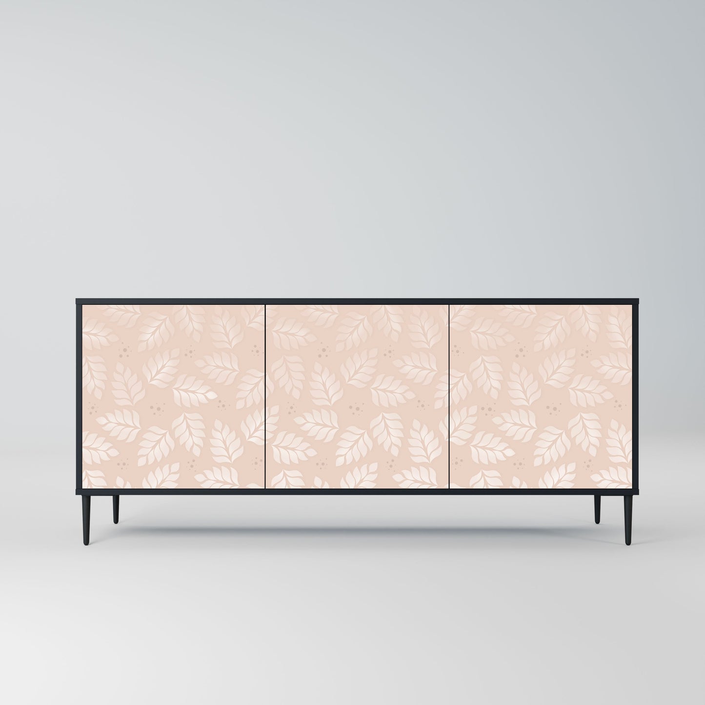 Credenza LEAVES ON BEIGE a 3 ante in finitura nera