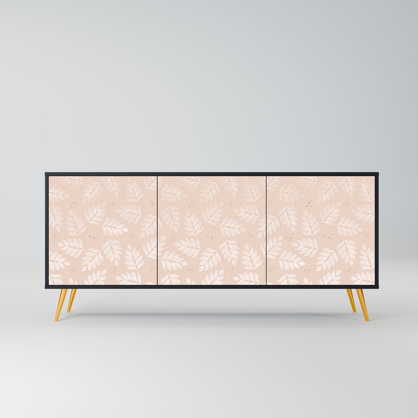 Credenza LEAVES ON BEIGE a 3 ante in finitura nera