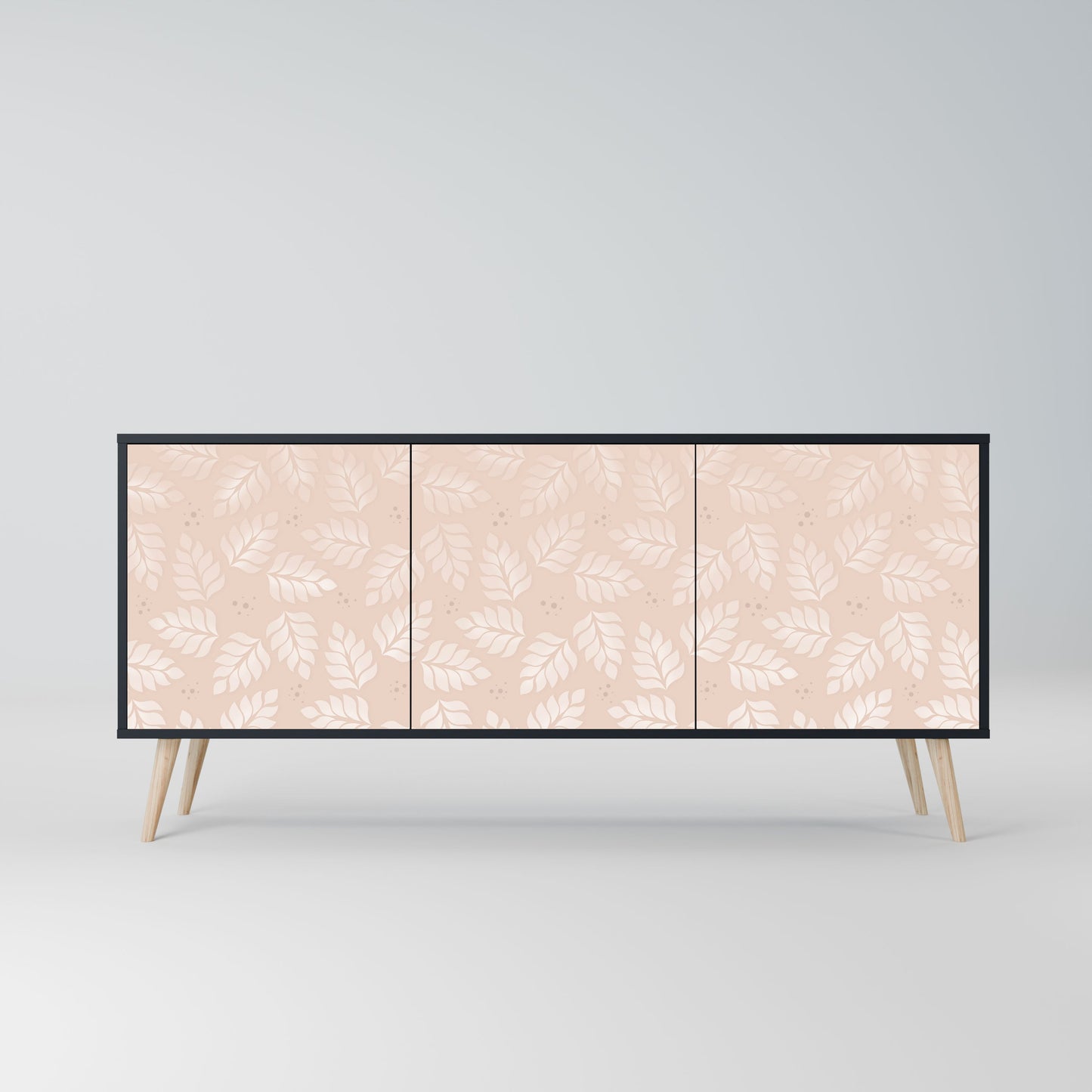 Credenza LEAVES ON BEIGE a 3 ante in finitura nera