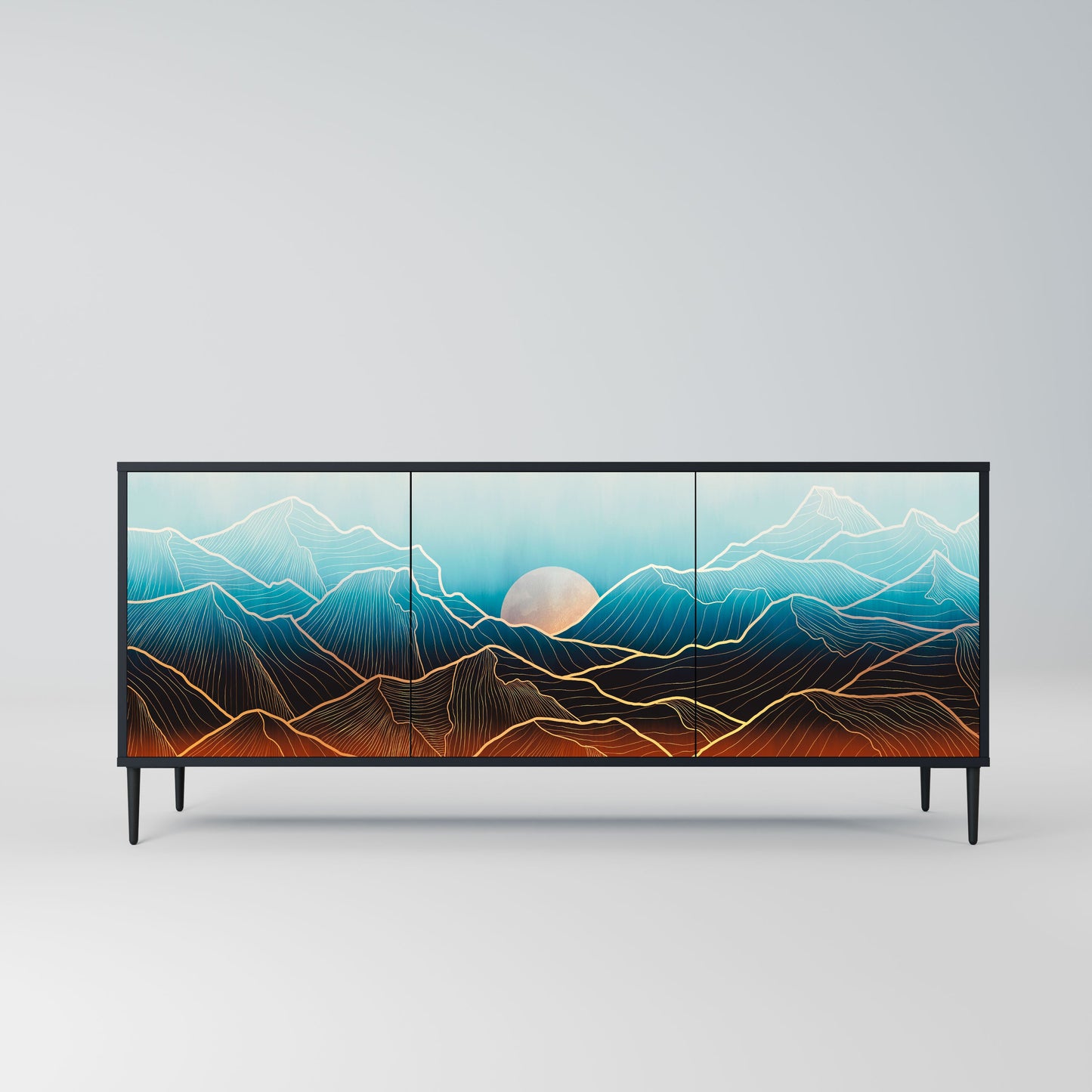 Credenza LUNAR SECRETS a 3 ante in finitura nera