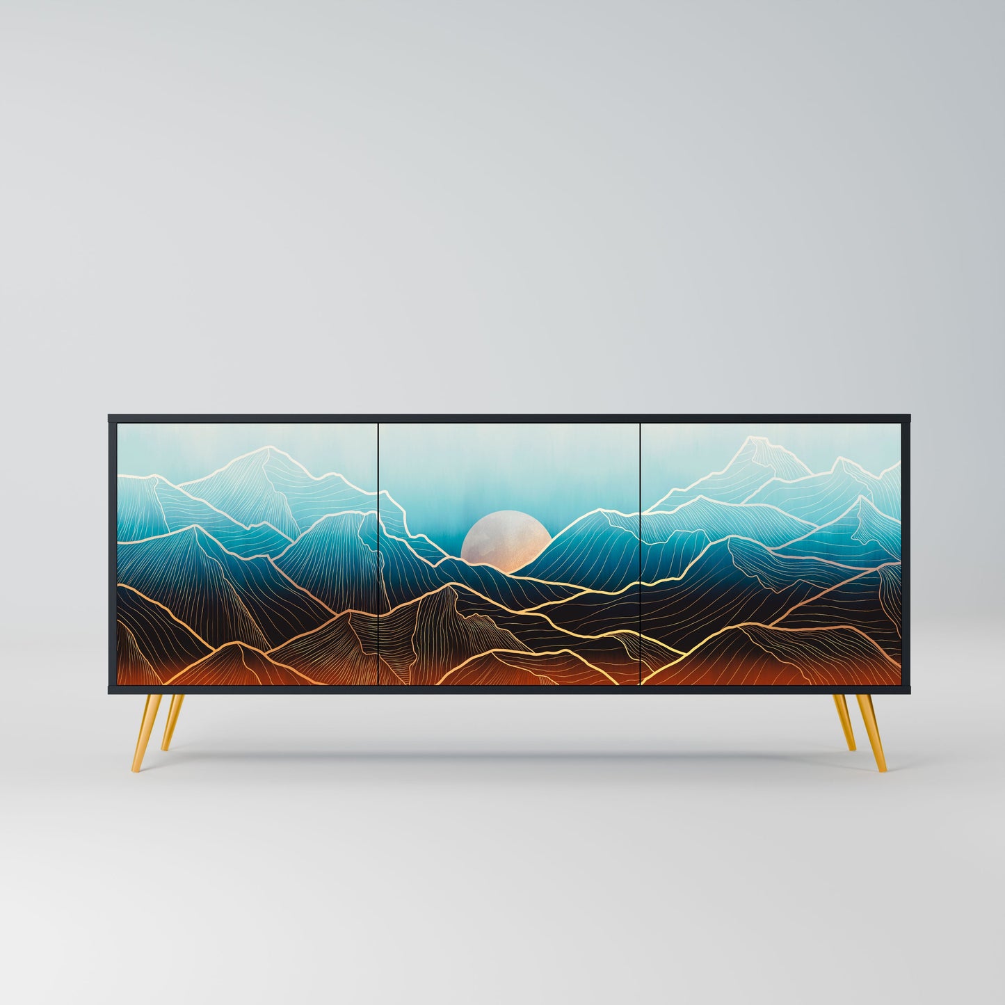 Credenza LUNAR SECRETS a 3 ante in finitura nera