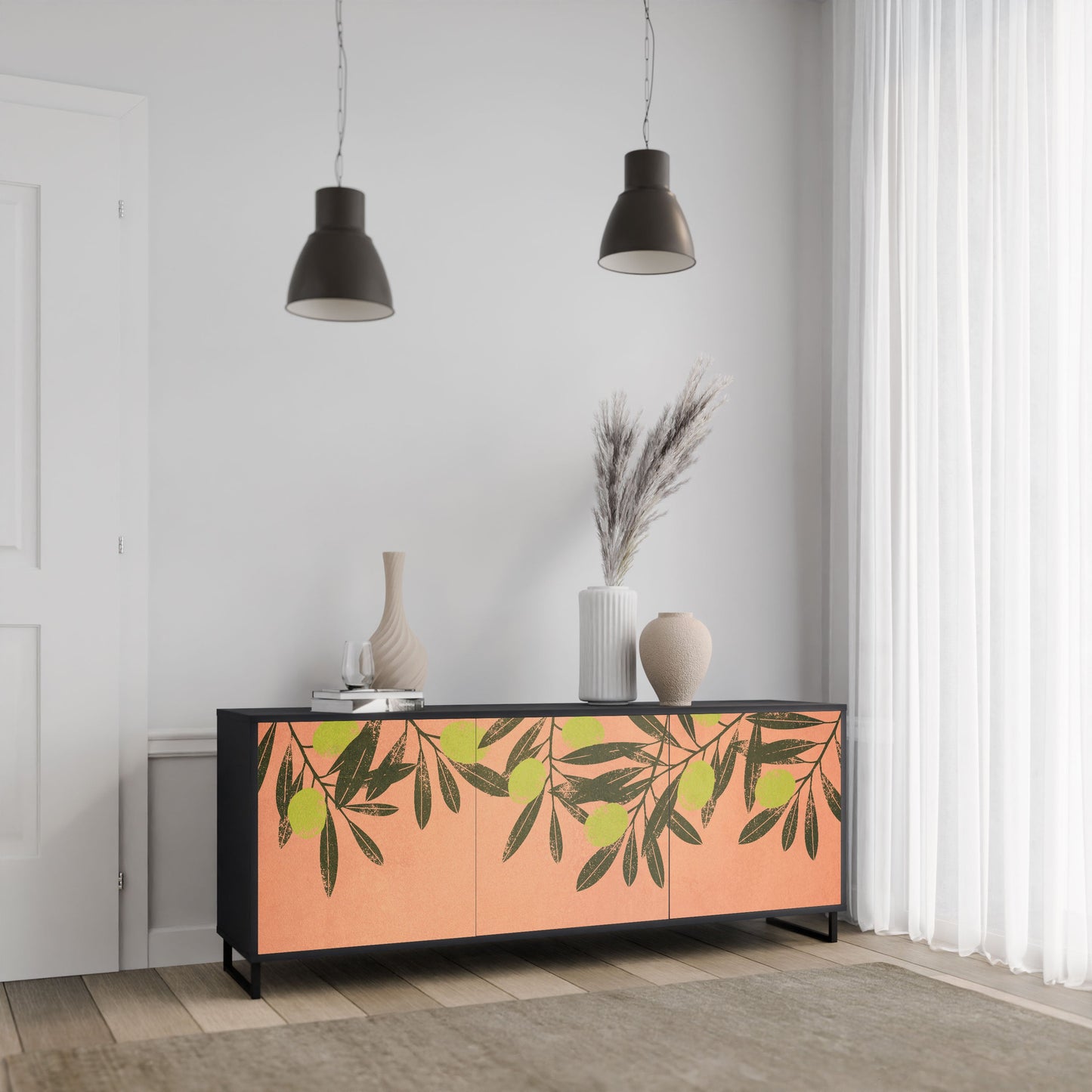 Credenza a 3 ante JUICY OLIVES in finitura nera