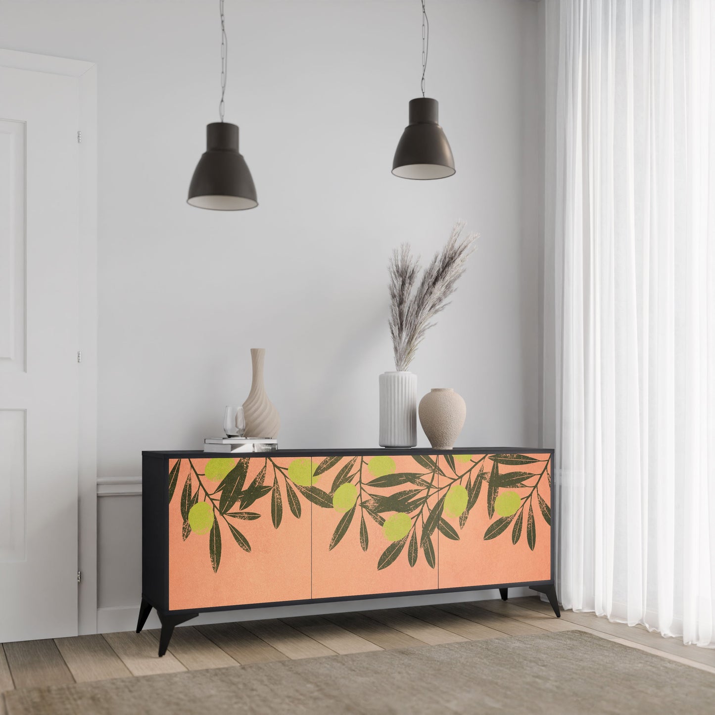 Credenza a 3 ante JUICY OLIVES in finitura nera