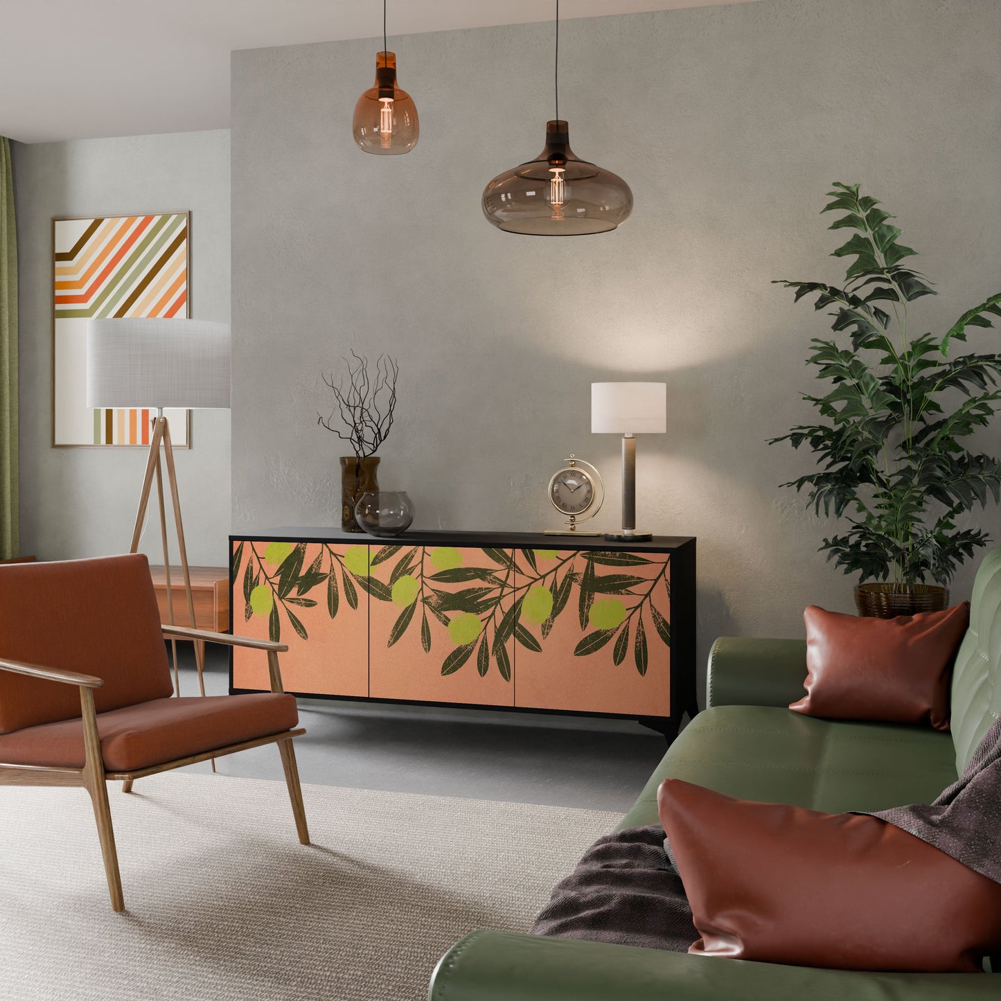 Credenza a 3 ante JUICY OLIVES in finitura nera