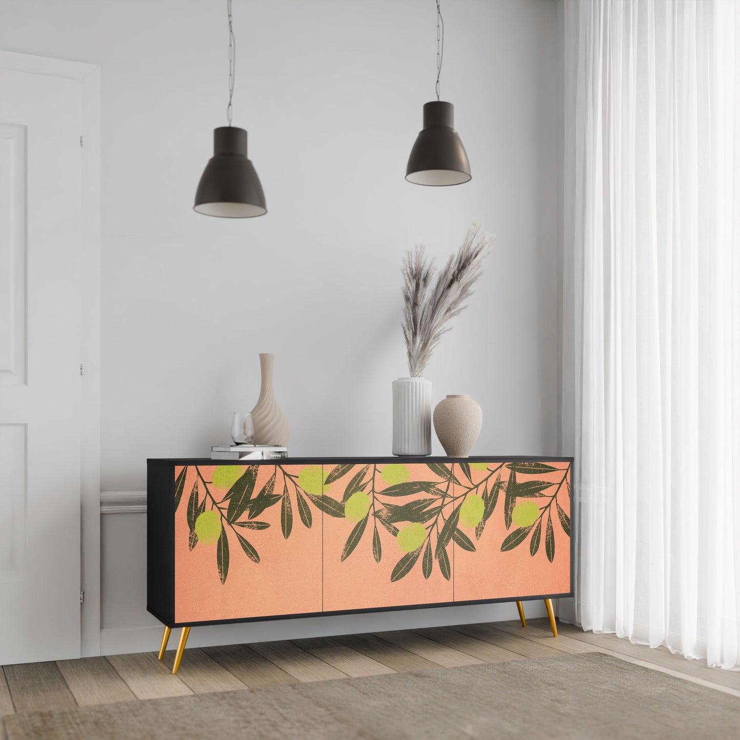 Credenza a 3 ante JUICY OLIVES in finitura nera