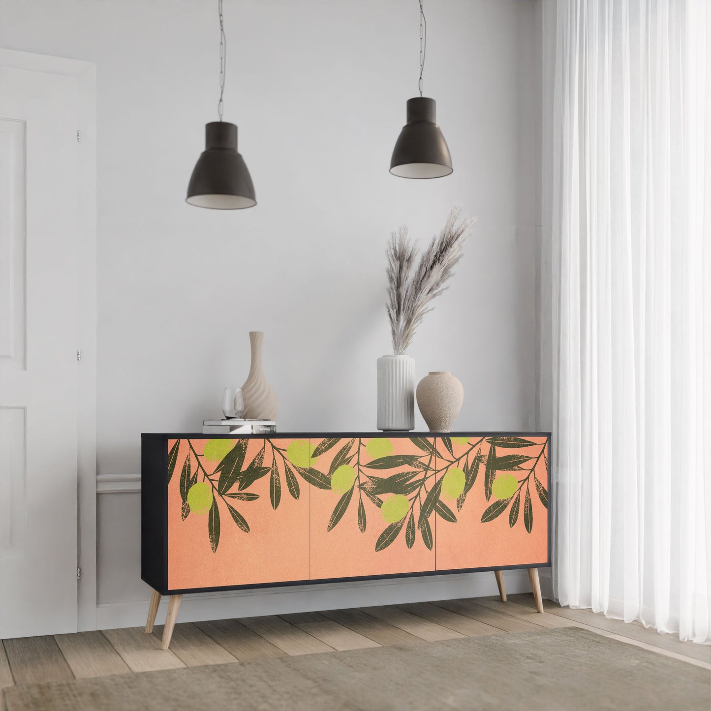 Credenza a 3 ante JUICY OLIVES in finitura nera