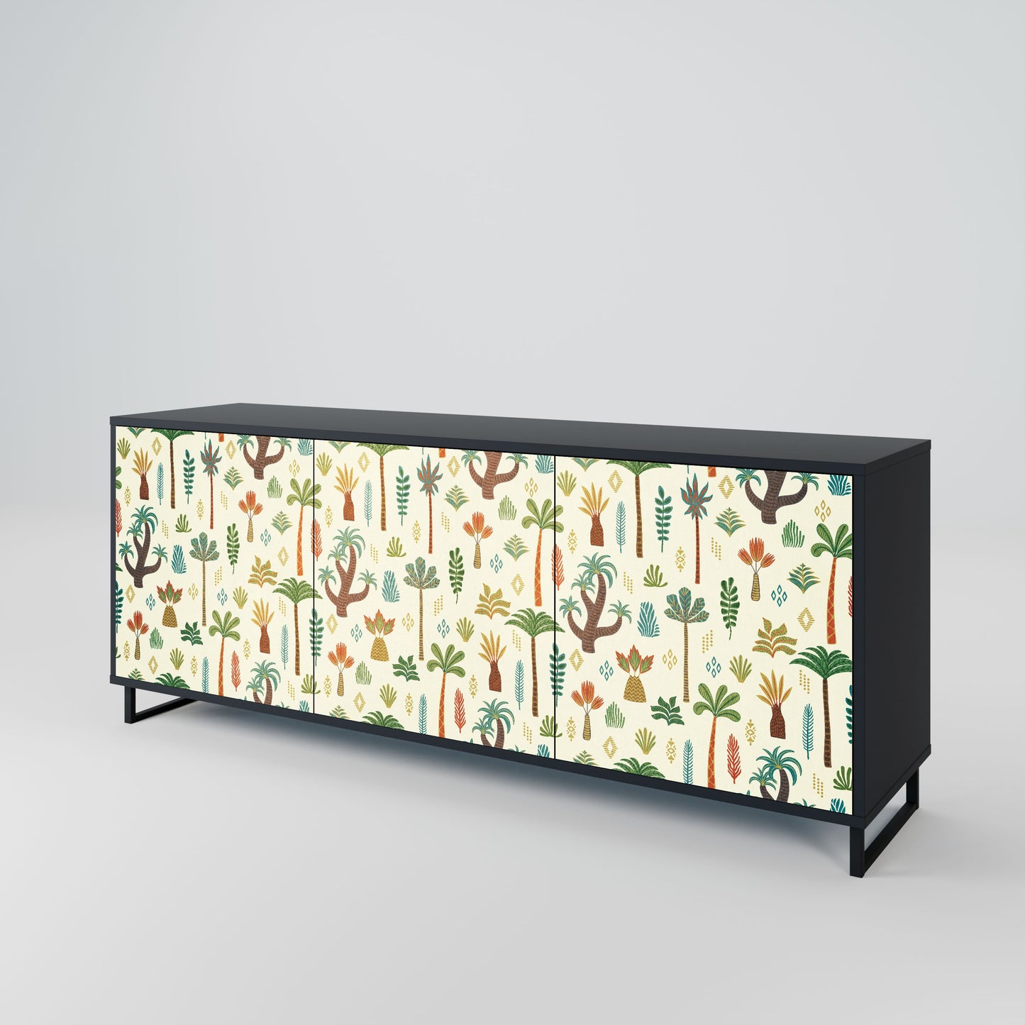 Credenza PALM SPRING a 3 ante in finitura nera