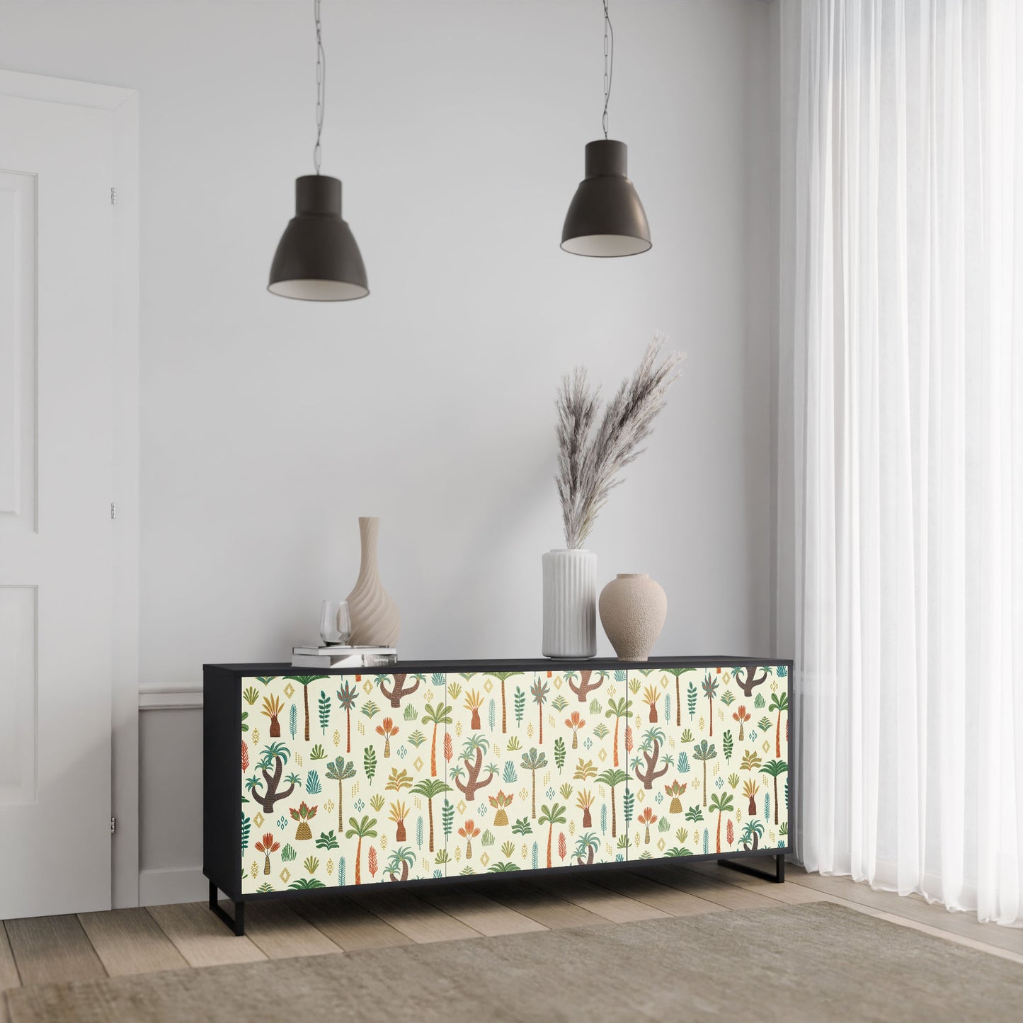 Credenza PALM SPRING a 3 ante in finitura nera
