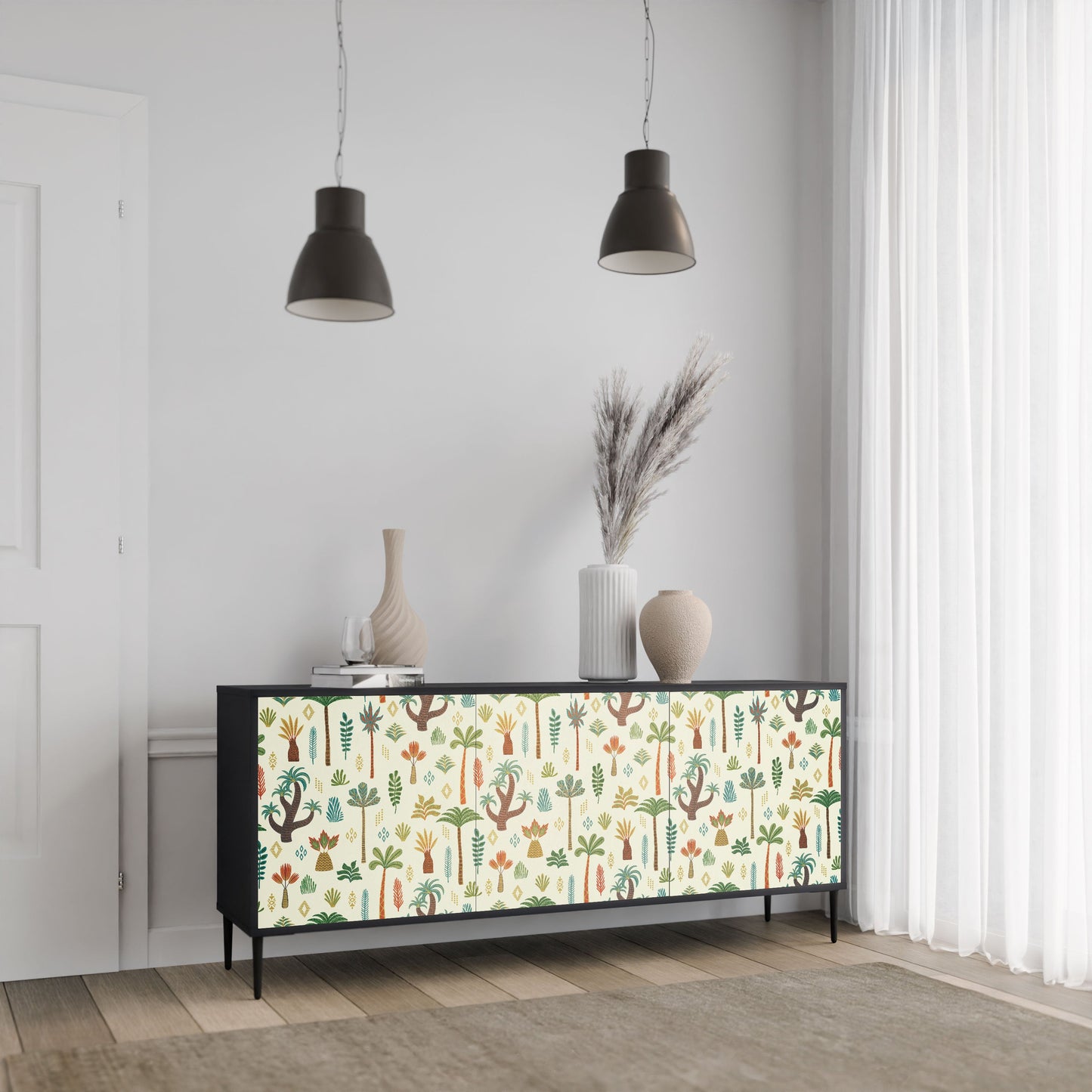 Credenza PALM SPRING a 3 ante in finitura nera