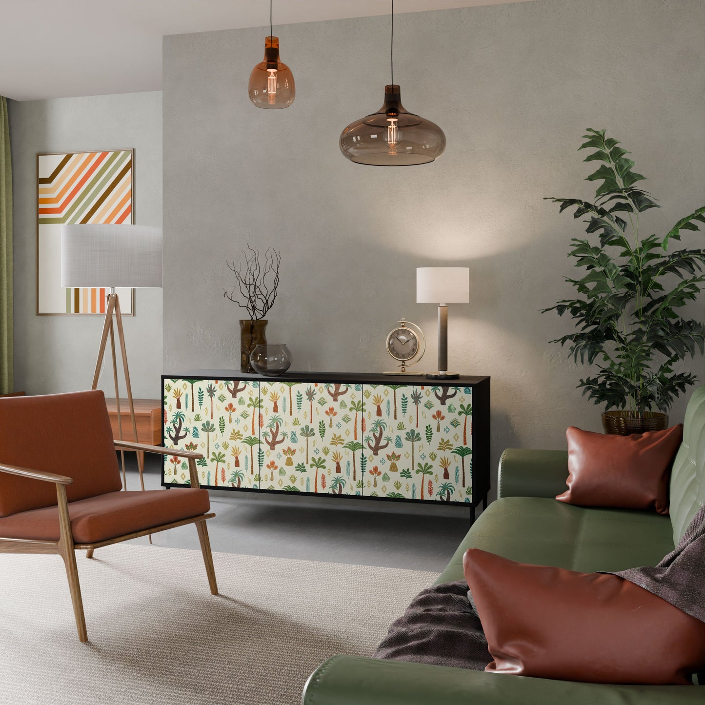 Credenza PALM SPRING a 3 ante in finitura nera