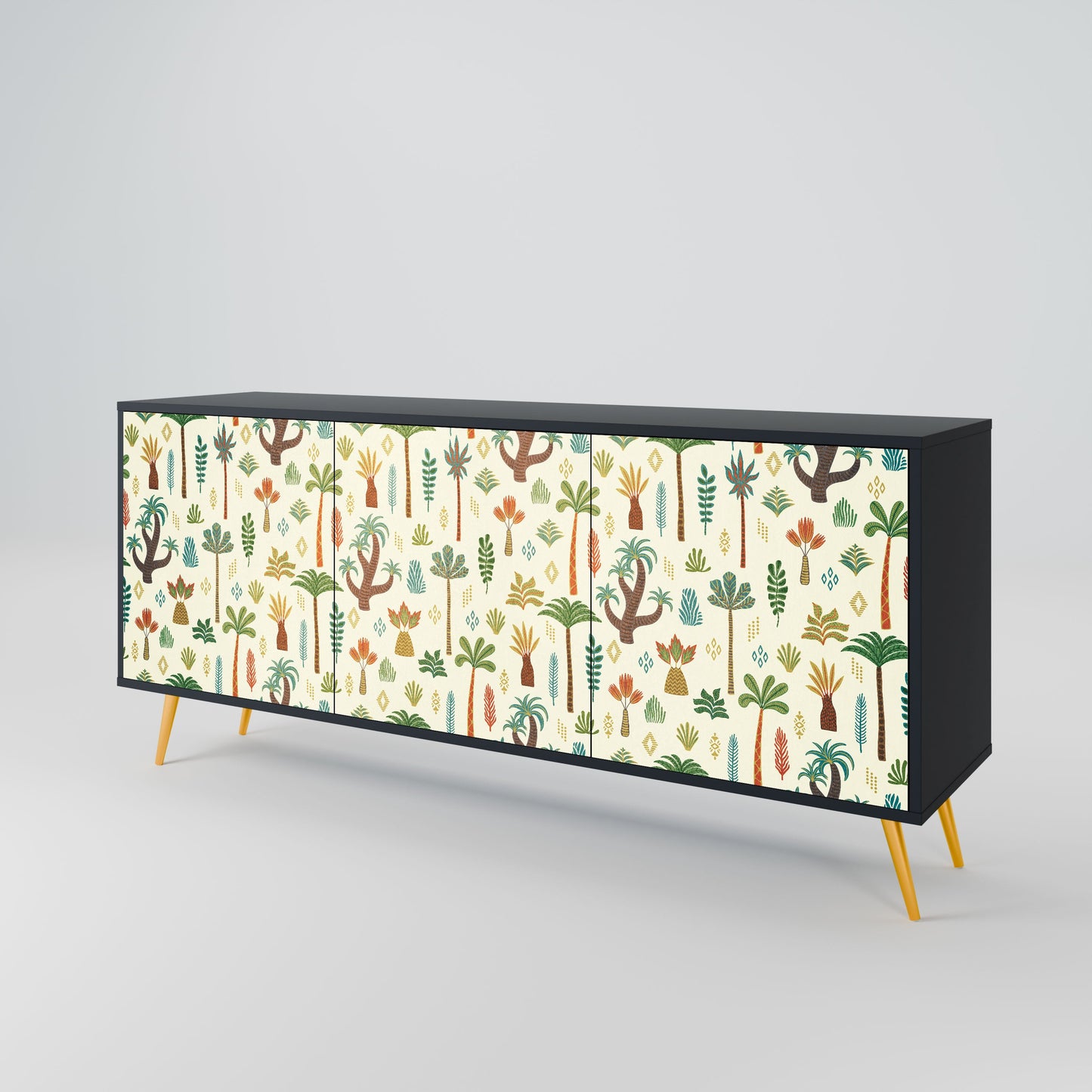 Credenza PALM SPRING a 3 ante in finitura nera