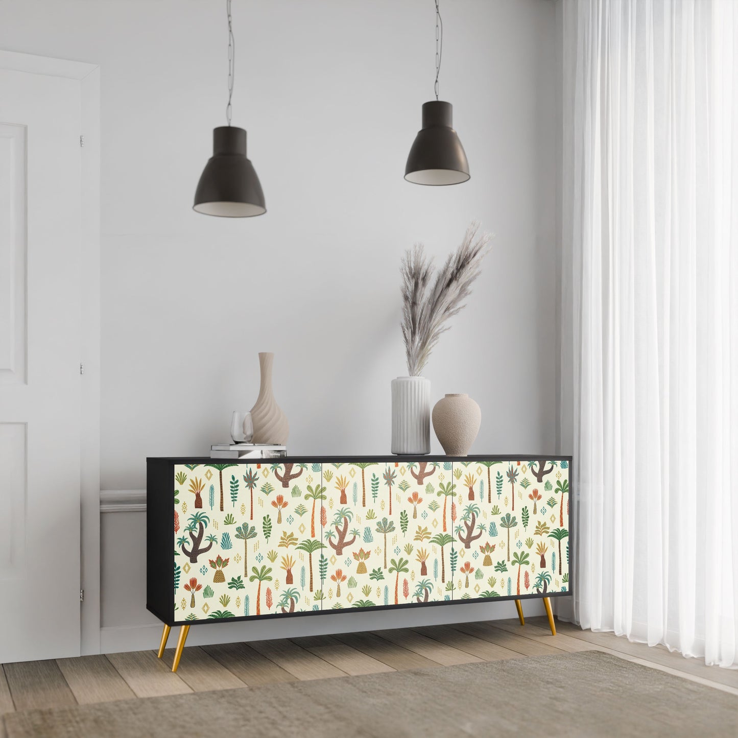 Credenza PALM SPRING a 3 ante in finitura nera